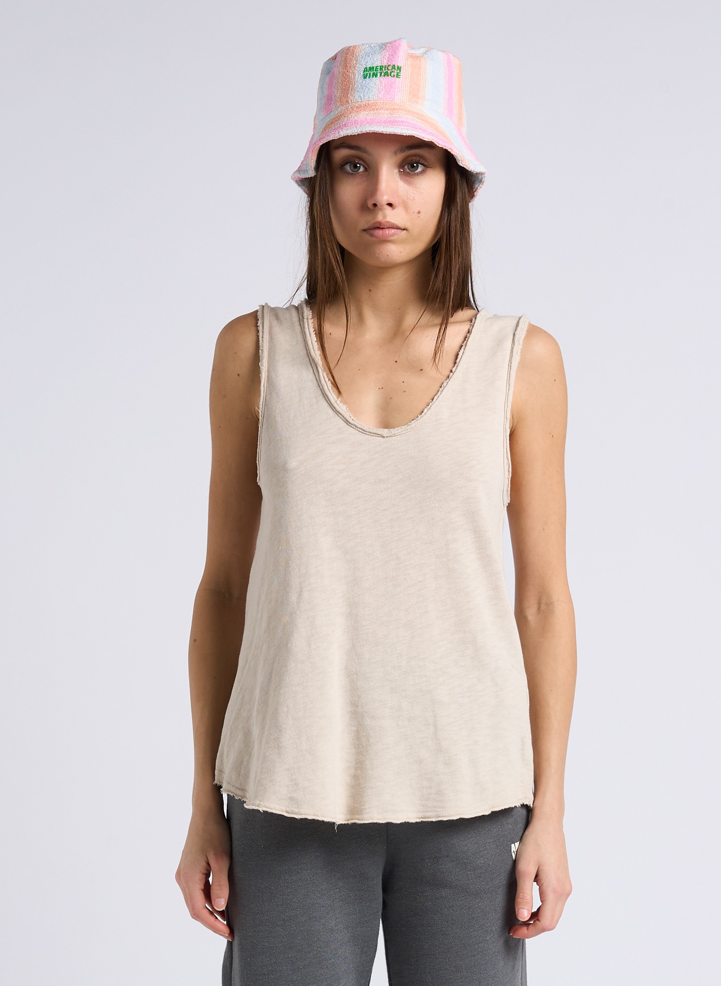 Débardeur col rond droit en coton Sonoma AMERICAN VINTAGE Beige