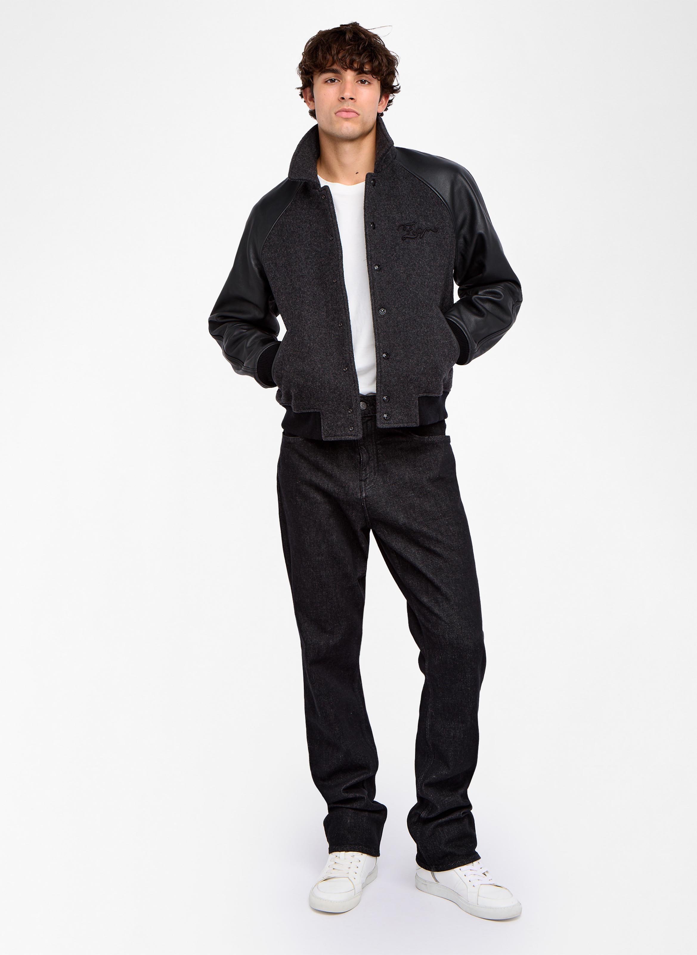 Blouson droit col classique en laine mélangée benjy ZADIG&VOLTAIRE Gris