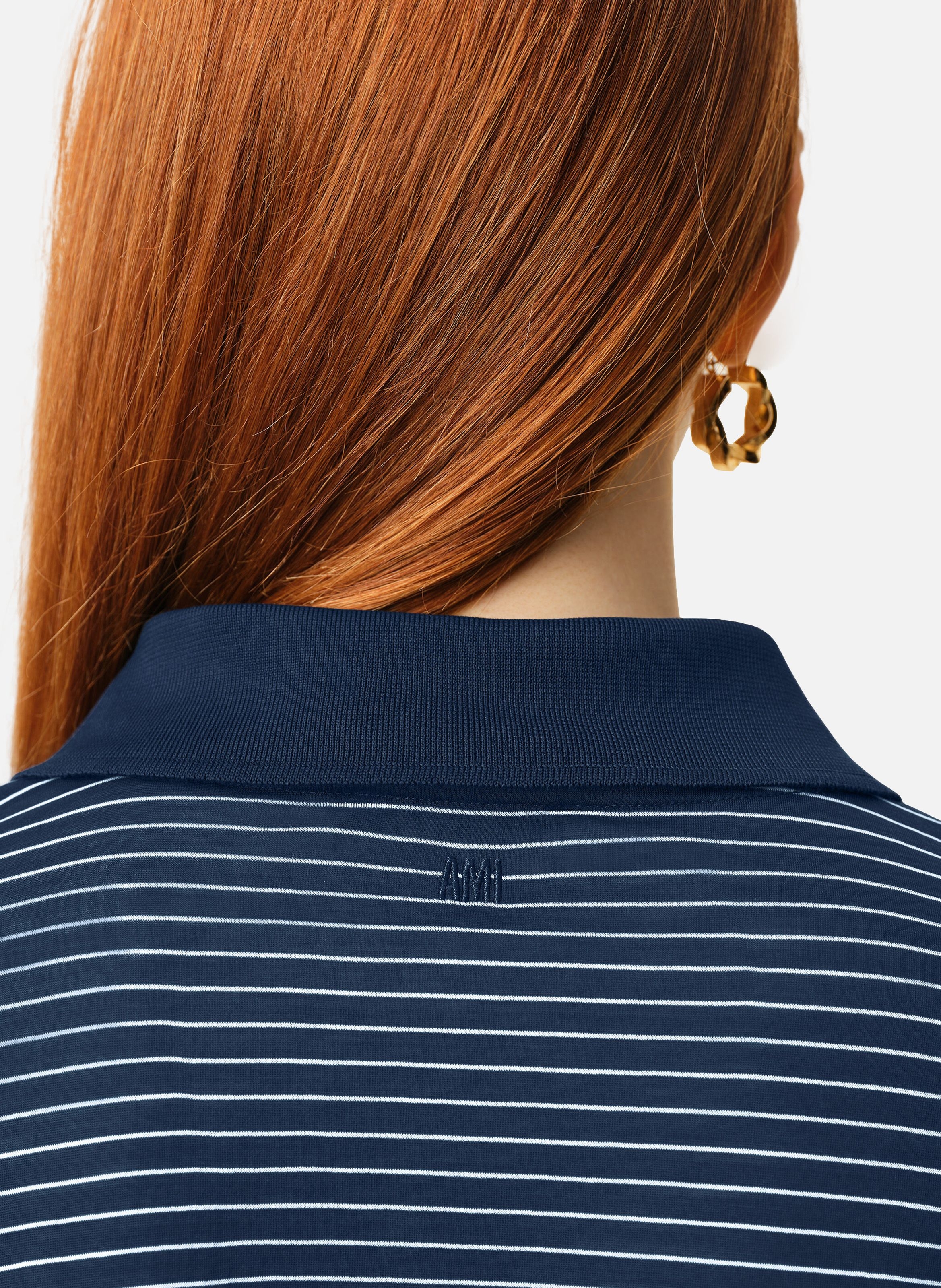 Polo rayé ami de coeur en coton unisexe AMI PARIS Bleu