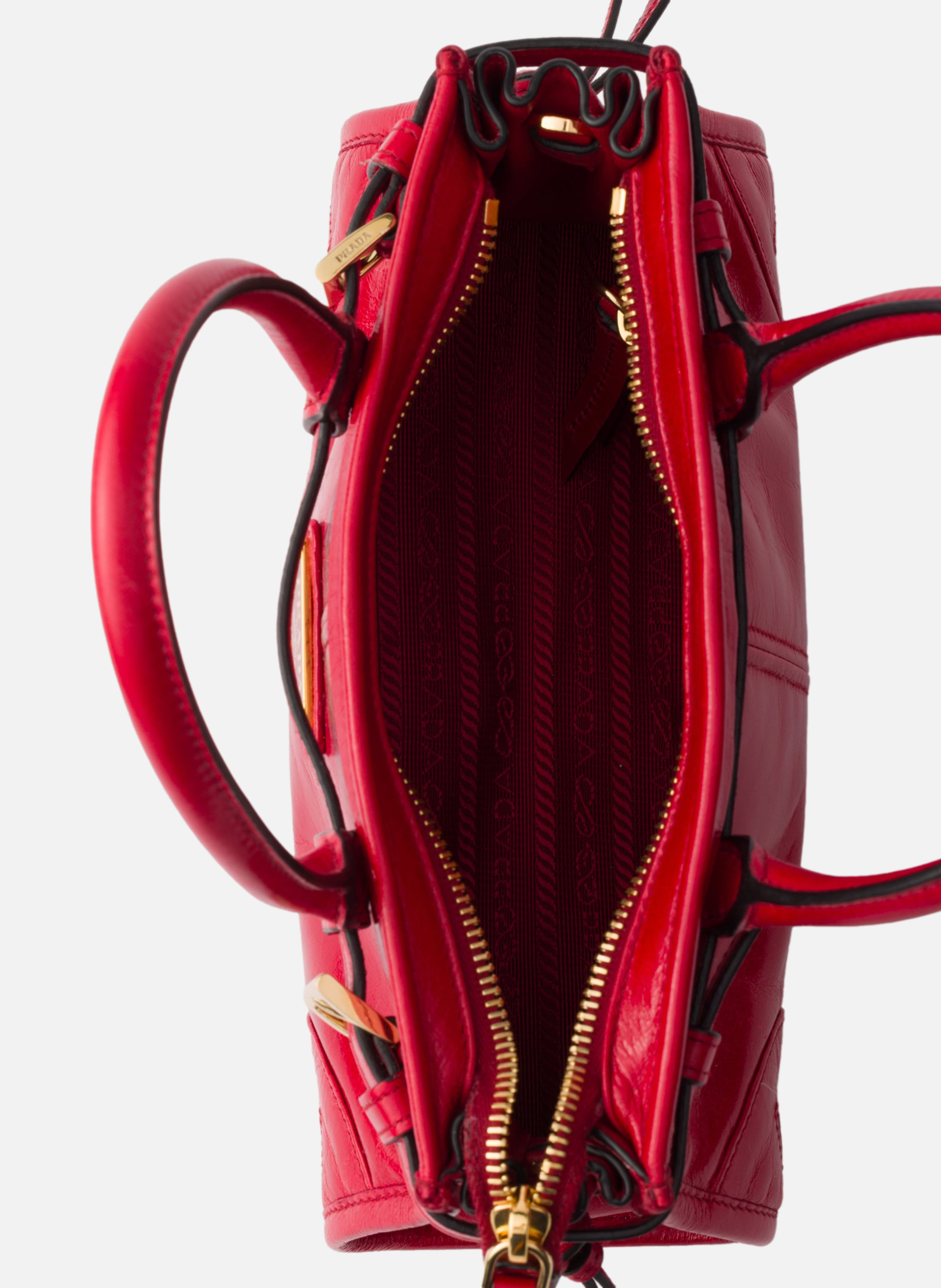 Mini sac à main prada bonnie en cuir PRADA Rouge