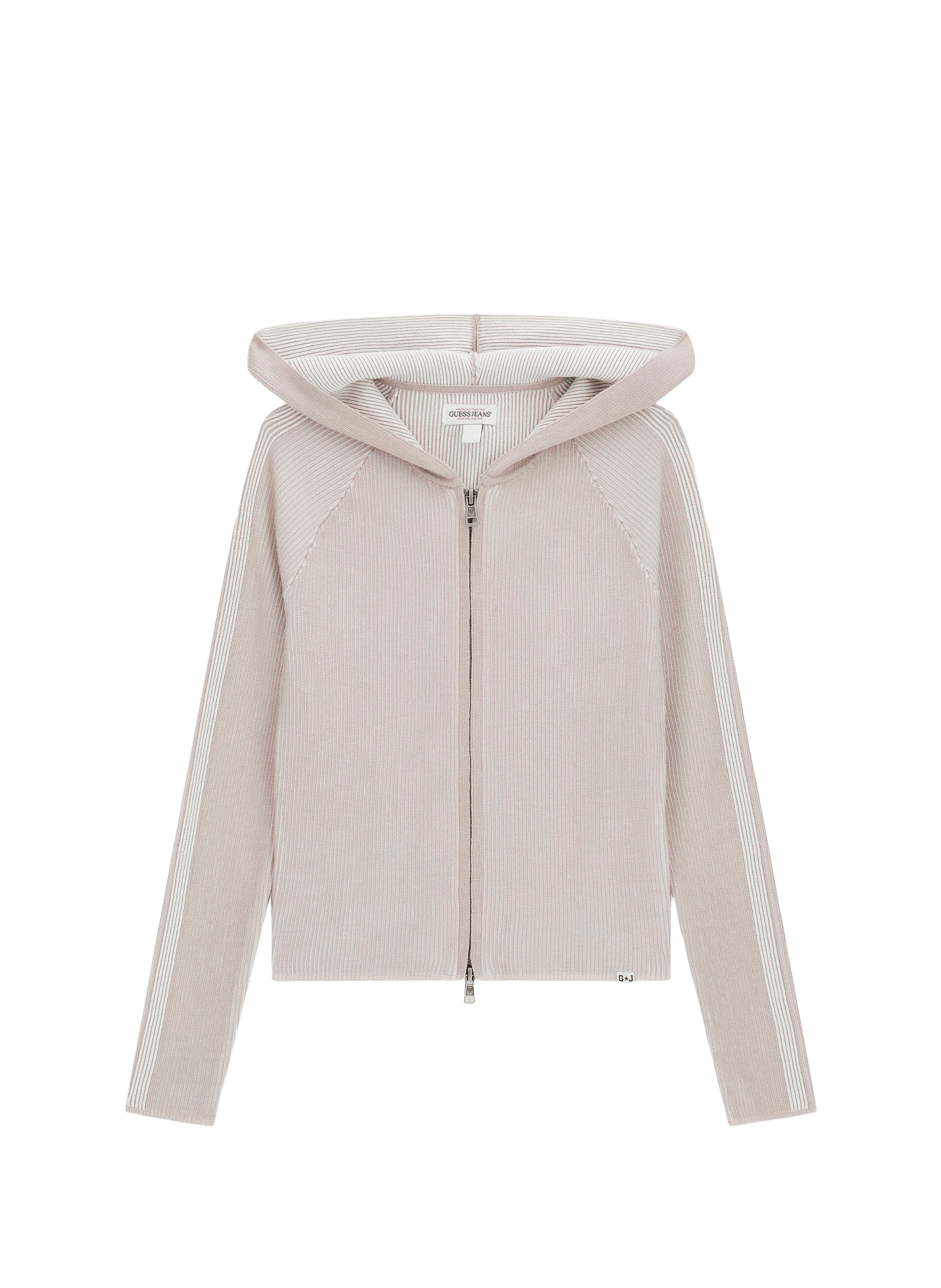 Ribbed zip-up hoodie cardigan GUESS Beige