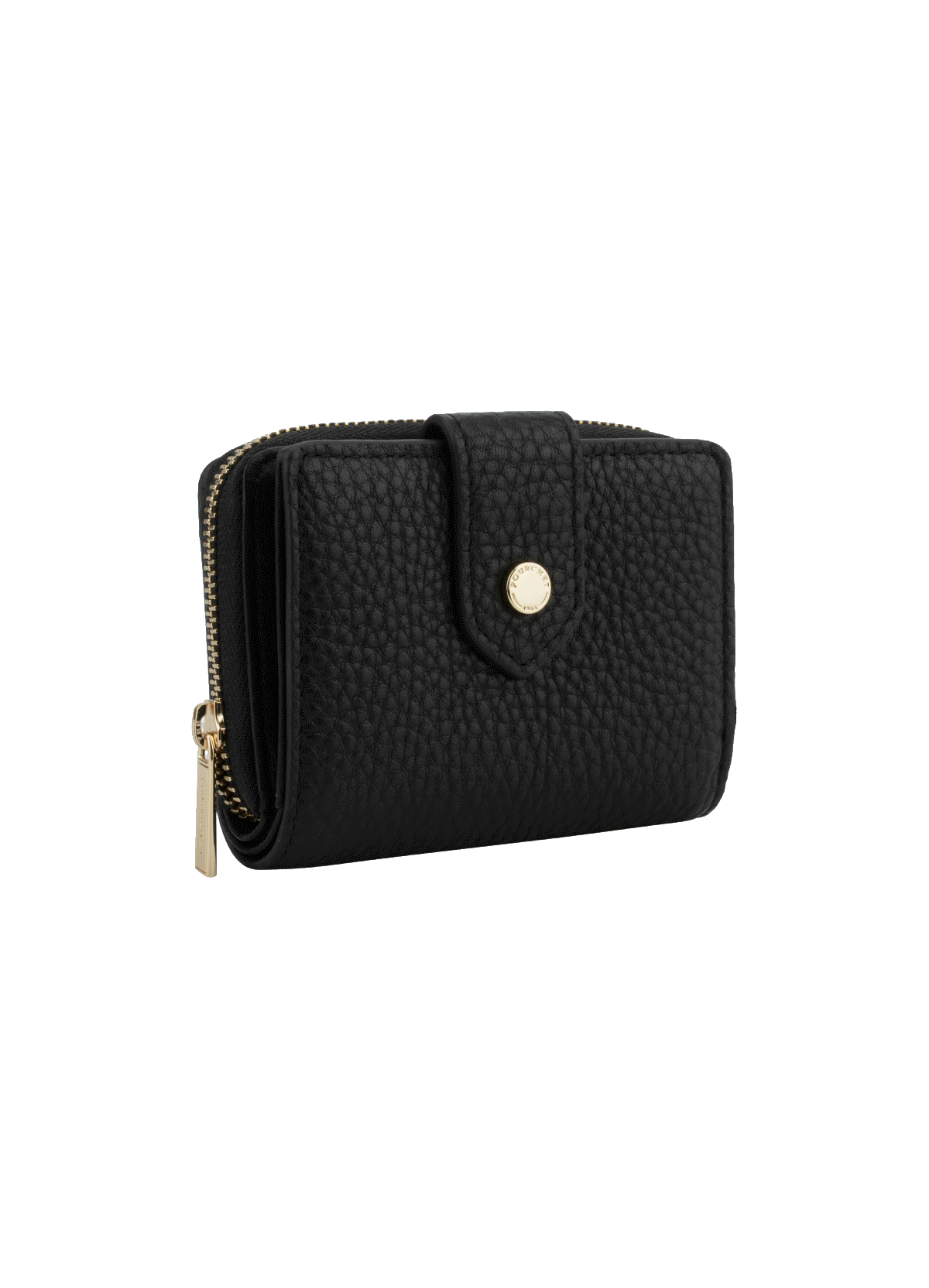 Club | porte monnaie à rabat en cuir de veau POURCHET Noir