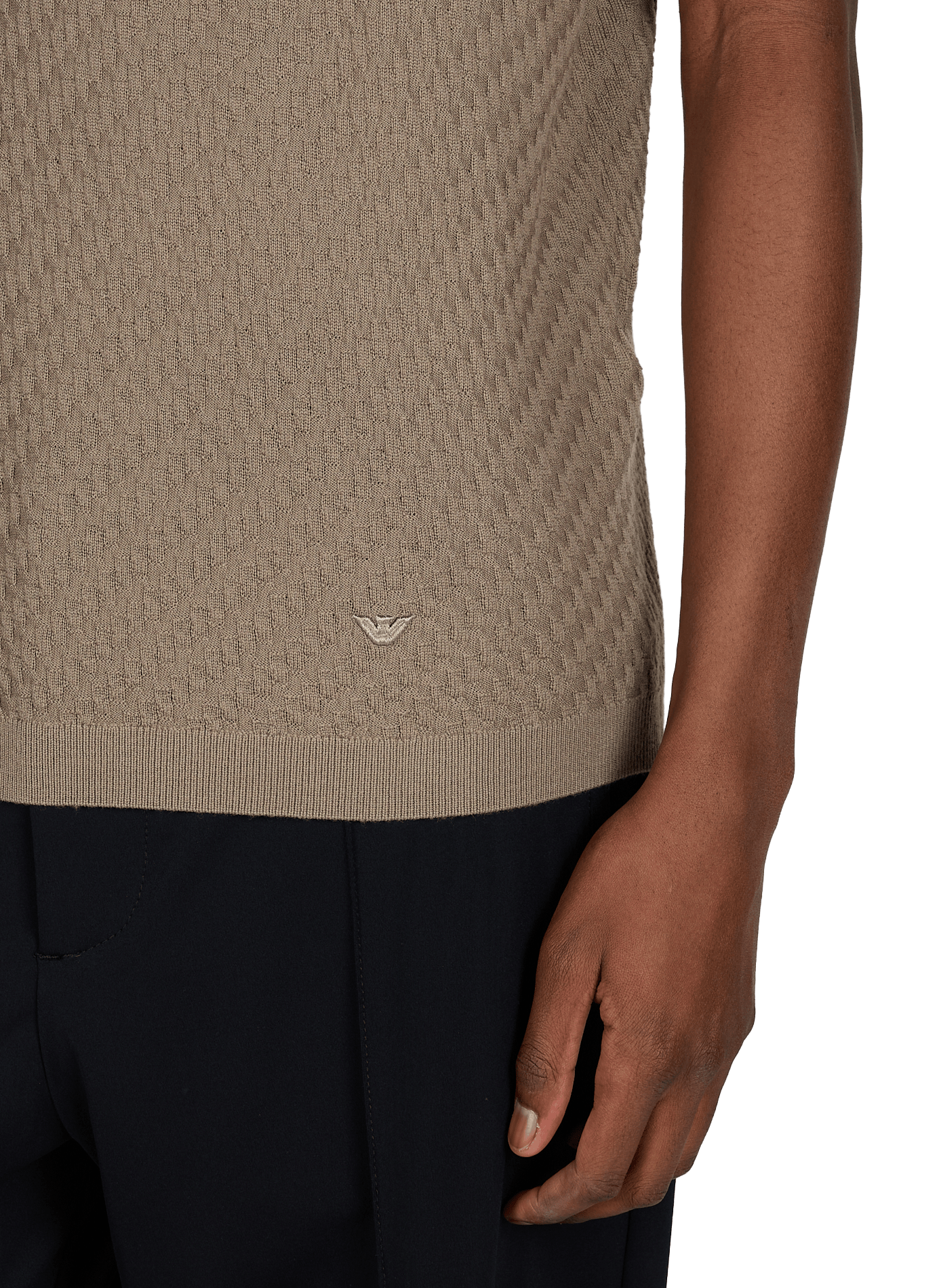 Round neck T-shirt in virgin wool EMPORIO ARMANI Beige
