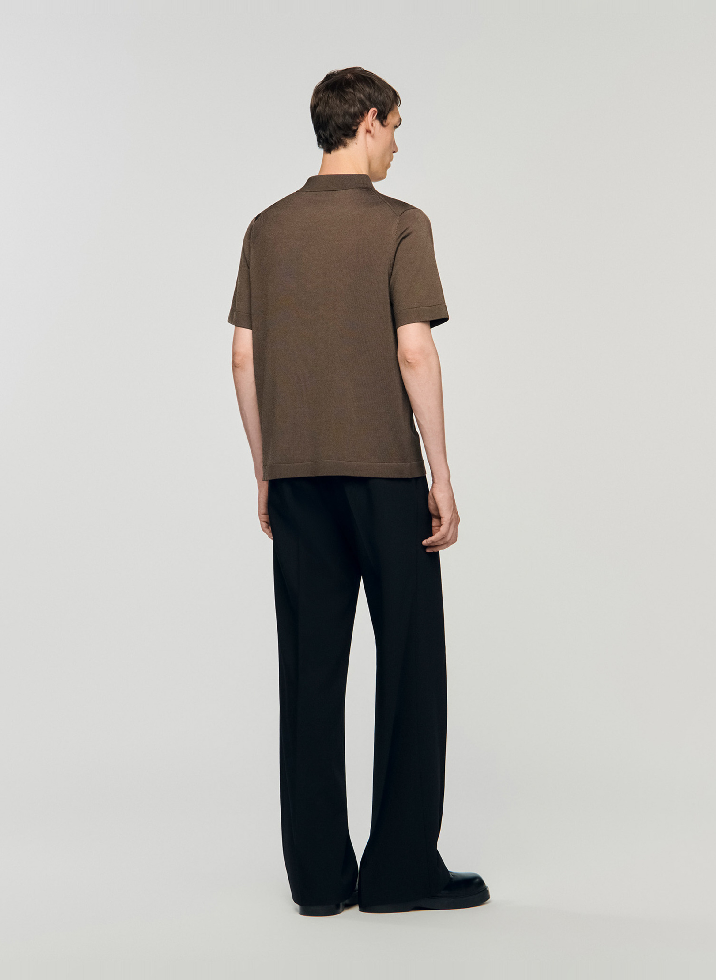 T-shirt manches courtes à col polo zippé SANDRO Beige