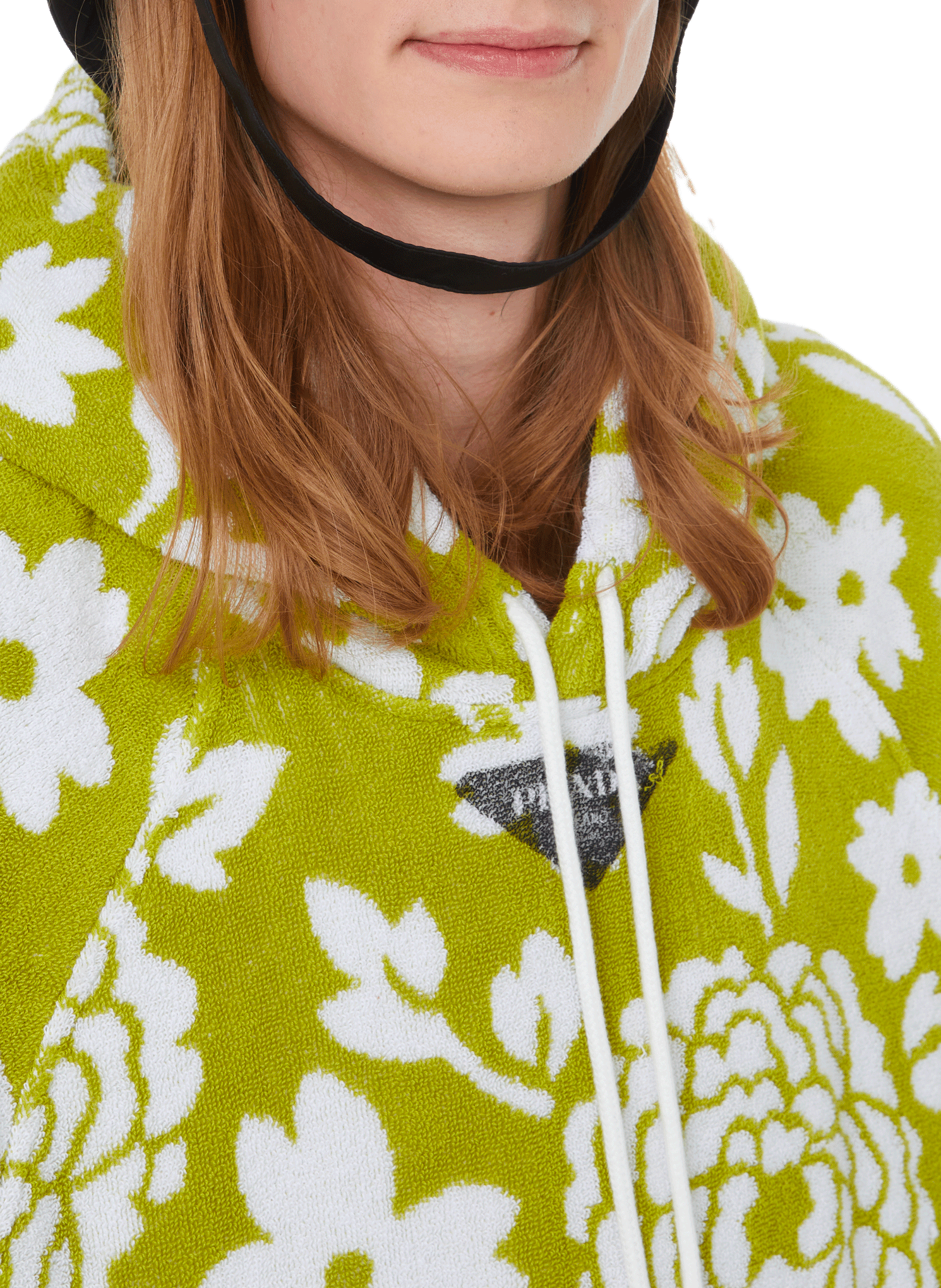 Jacquard towelling hoodie PRADA Green