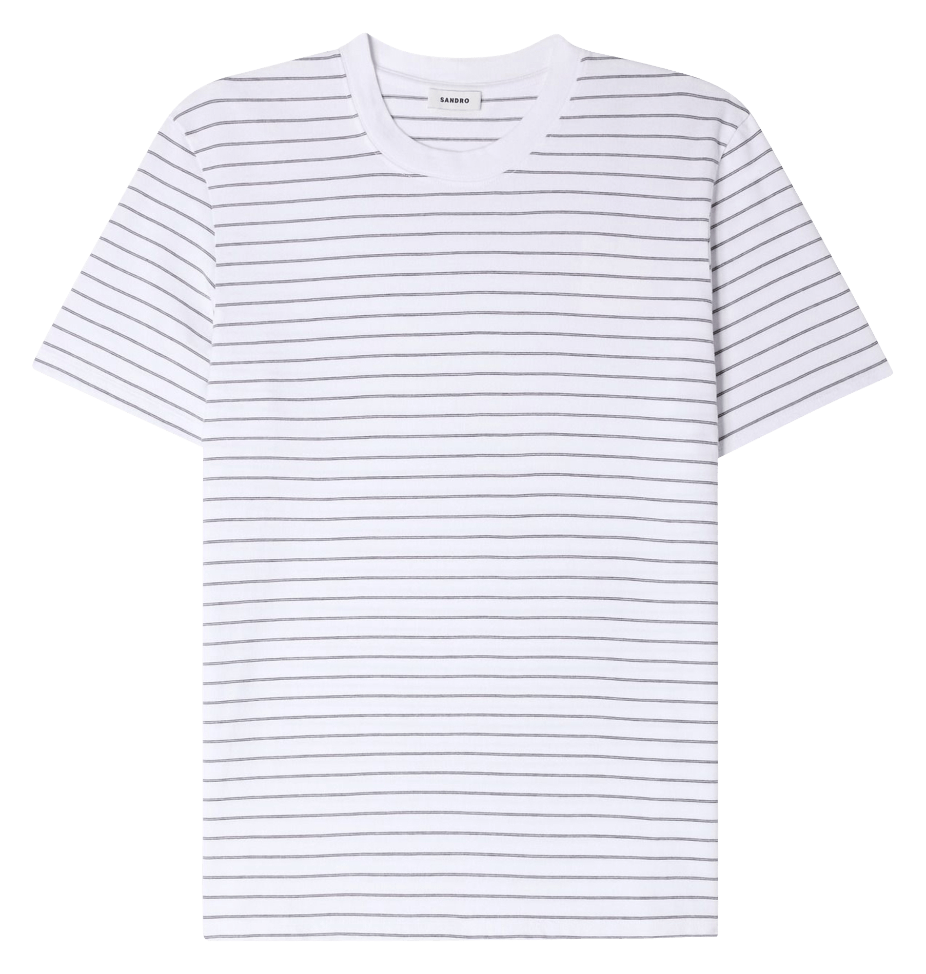 Tee-shirt col rond à rayures SANDRO Blanc