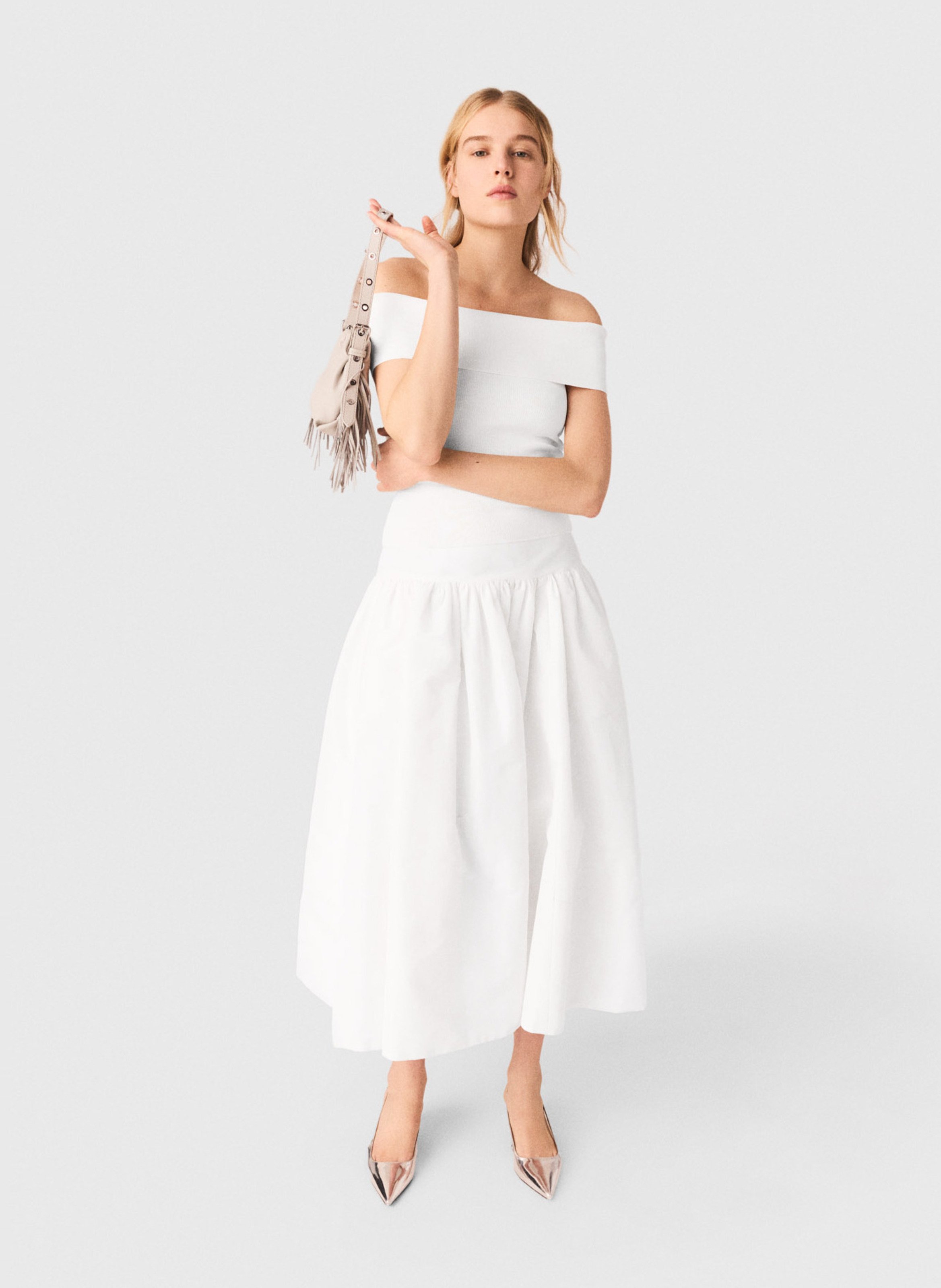 Top col bardot MAJE Blanc