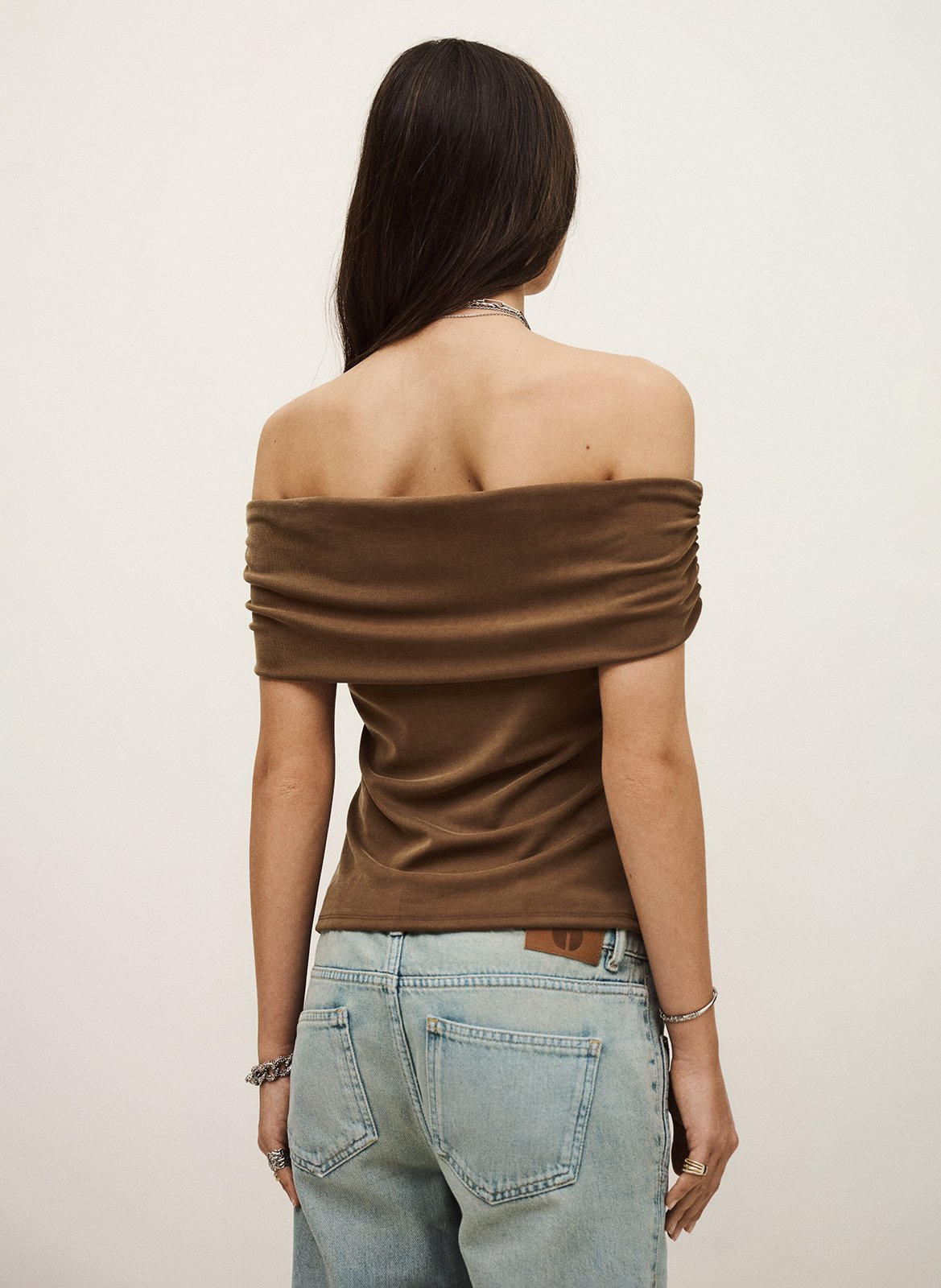 Tee-shirt col bardot bene BA&SH Marron