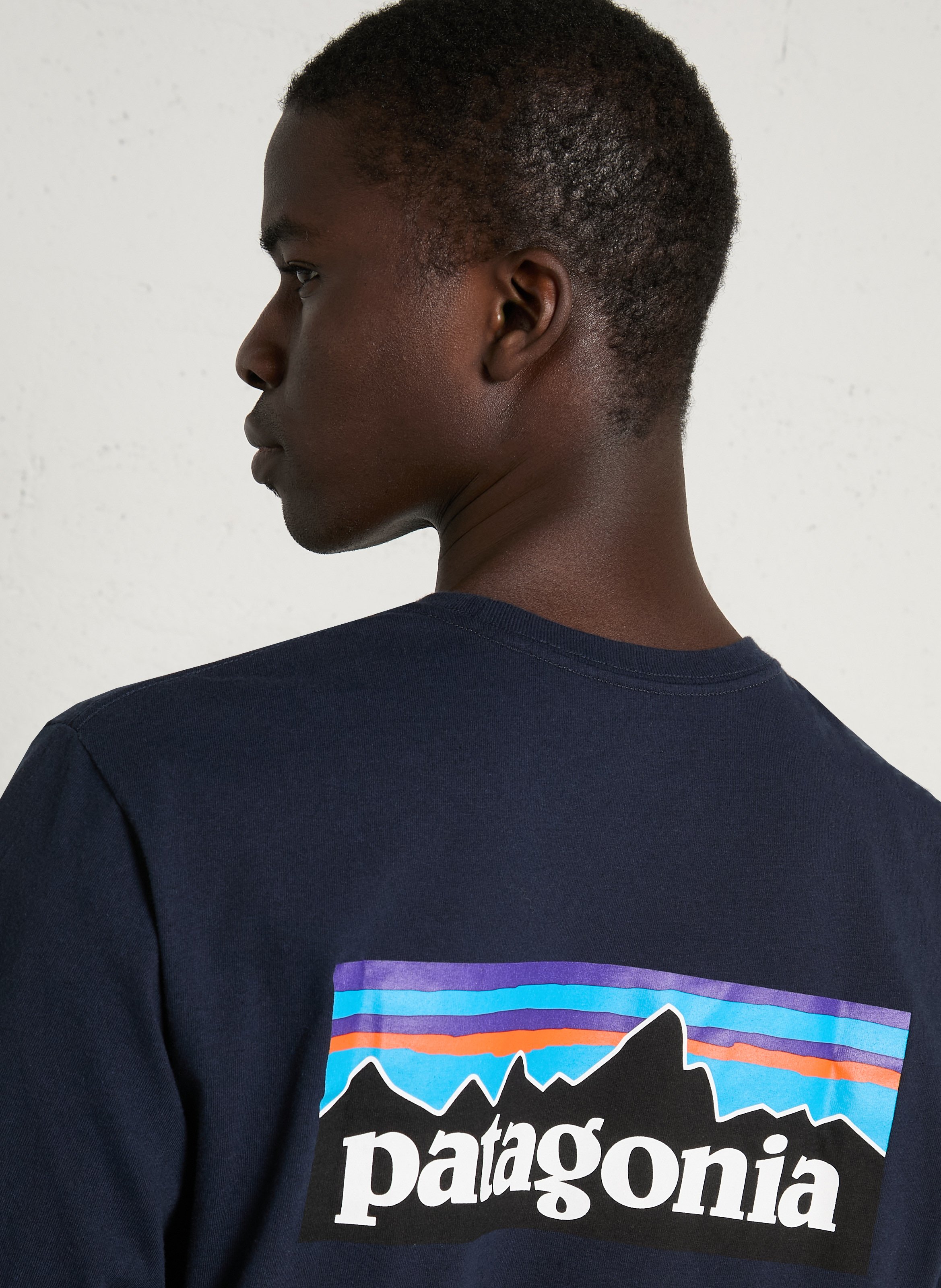 Tee-shirt col rond regular-fit sérigraphié en coton recyclé mélangé PATAGONIA Bleu