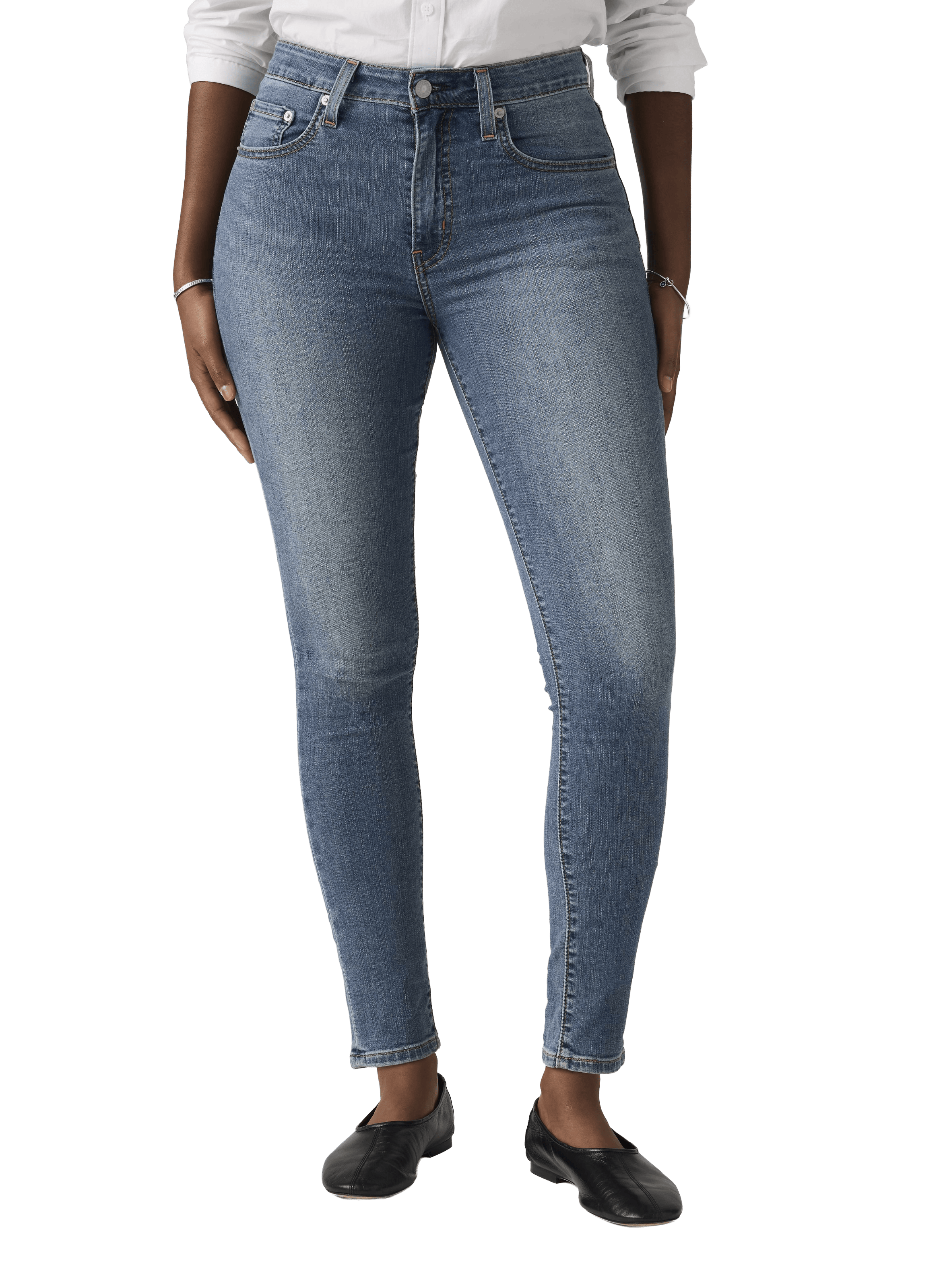 Jeans 721 high rise skinny en coton mélangé LEVI'S Bleu