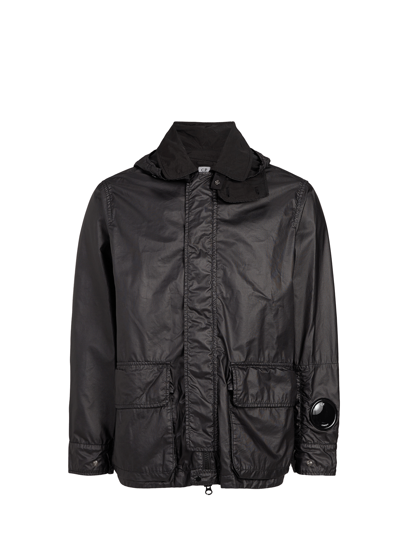Waterproof jacket with removable hood in cotton CP COMPANY Black