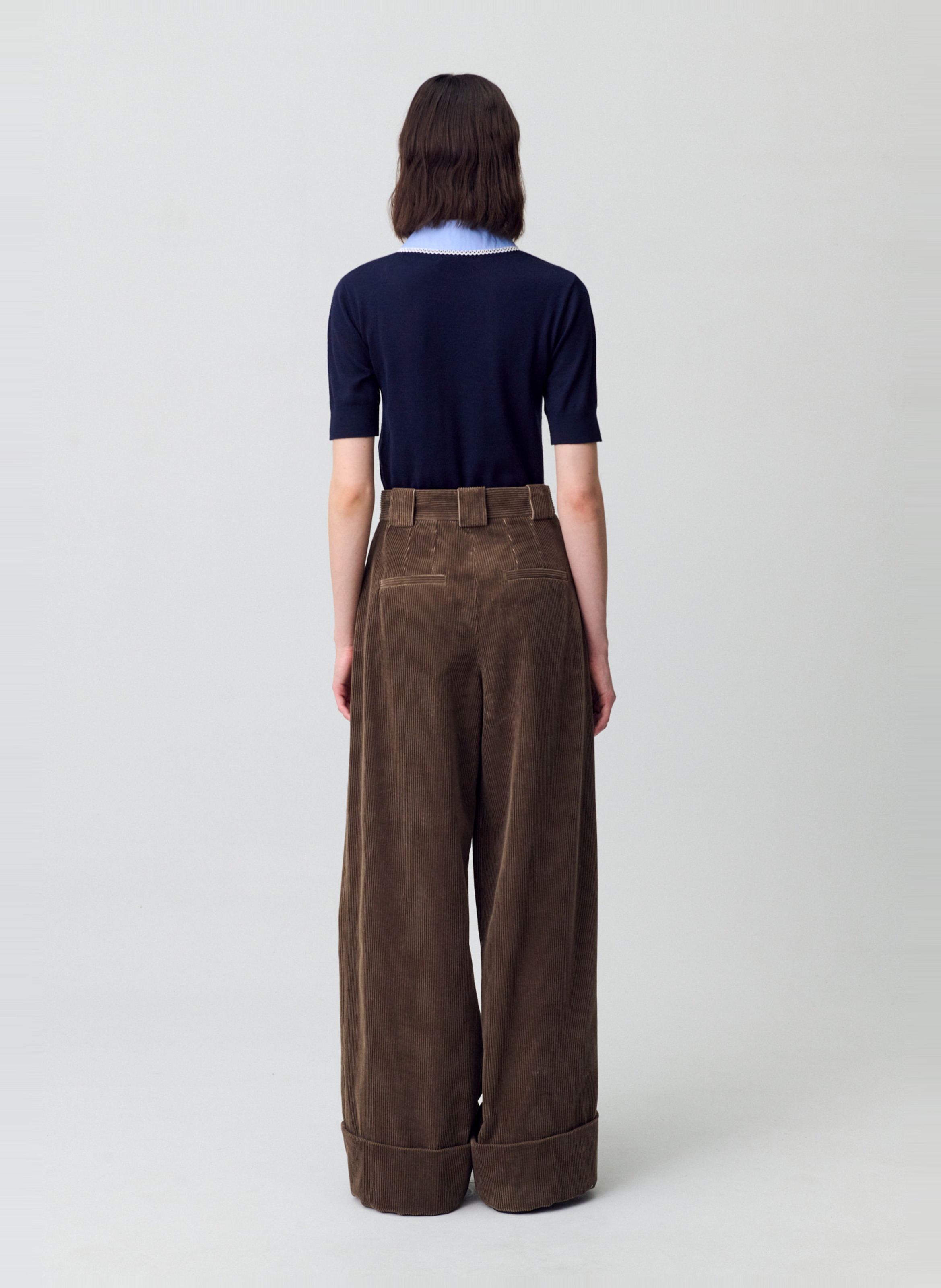 Pantalon large en coton mélangé peter CLAUDIE PIERLOT Marron