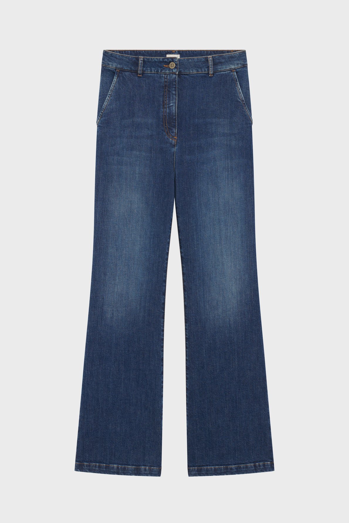 Jean flare en denim brut - bayahe Bleu