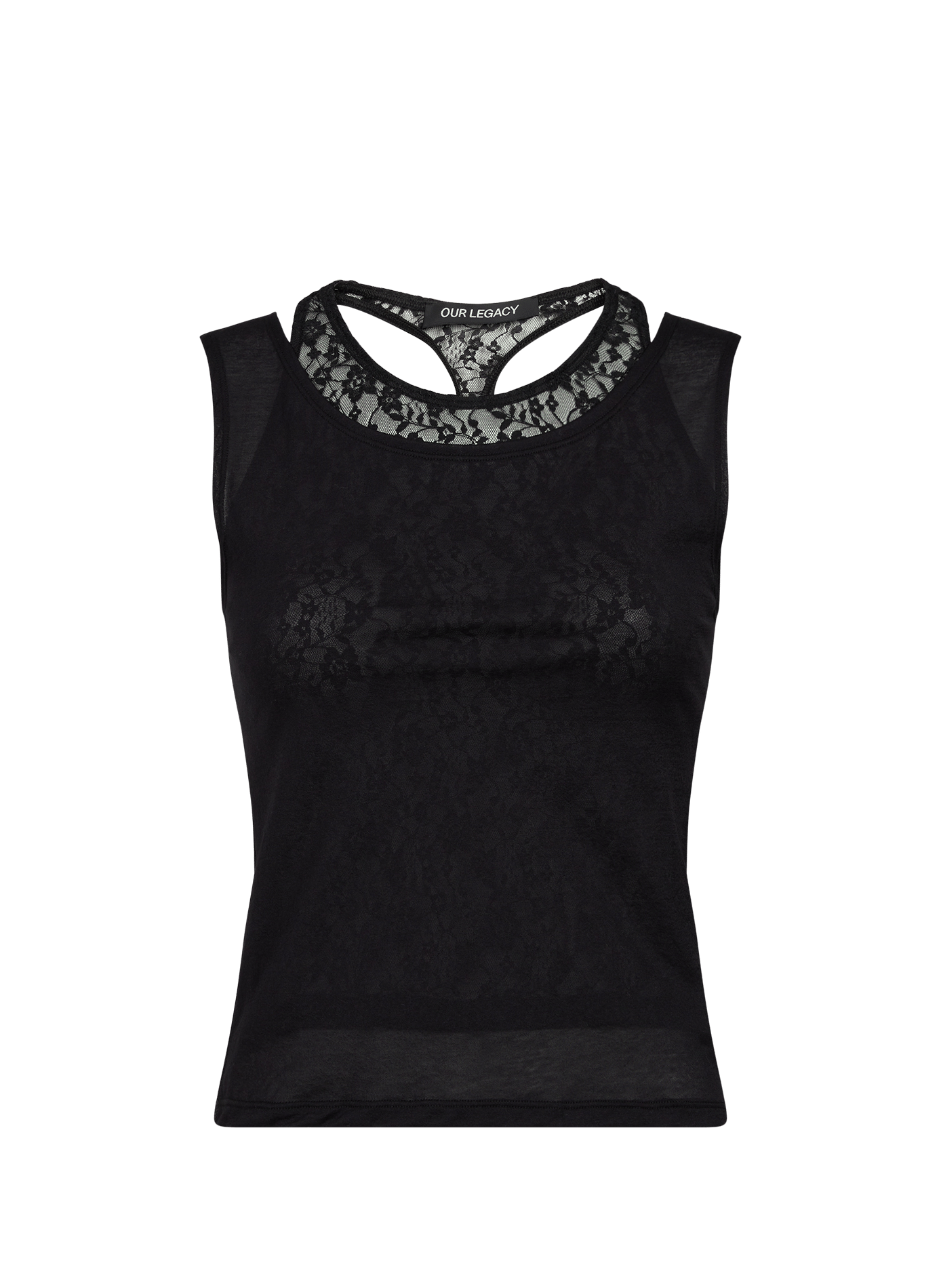 Cotton blend lace overlay tank top OUR LEGACY Black