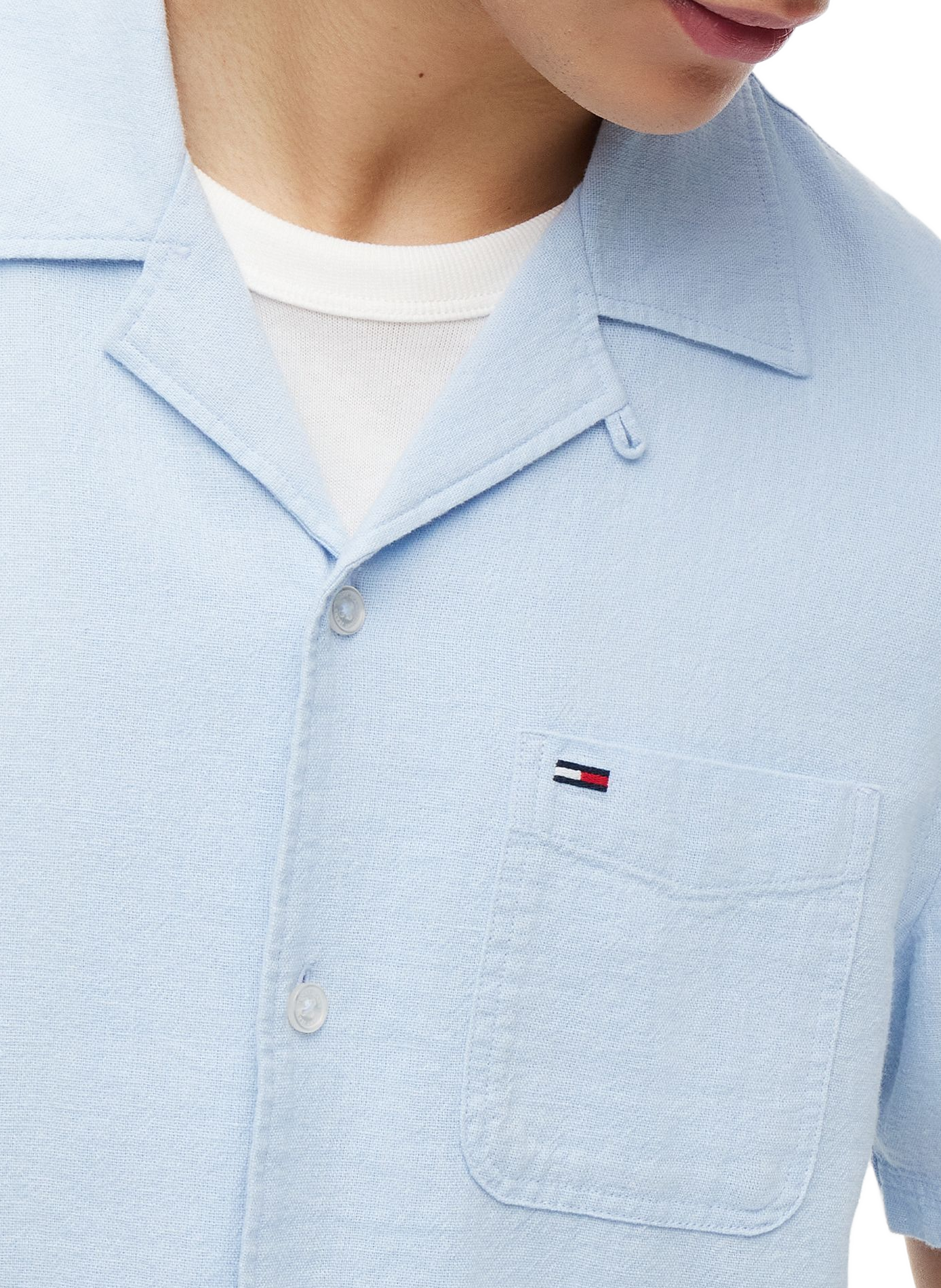 Short-sleeved linen and cotton polo TOMMY HILFIGER Blue