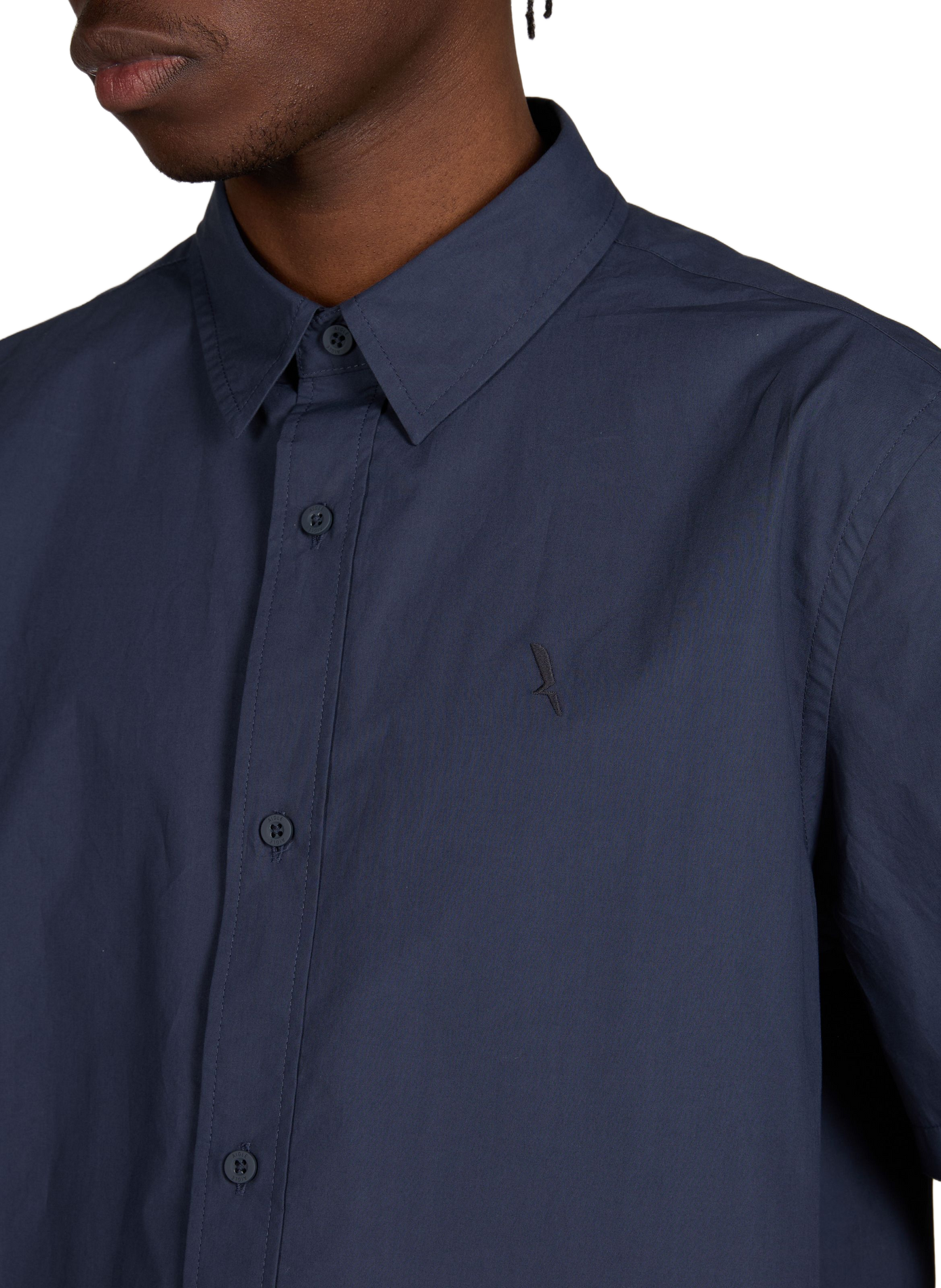 Solid short-sleeve cotton shirt AIGLE Blue