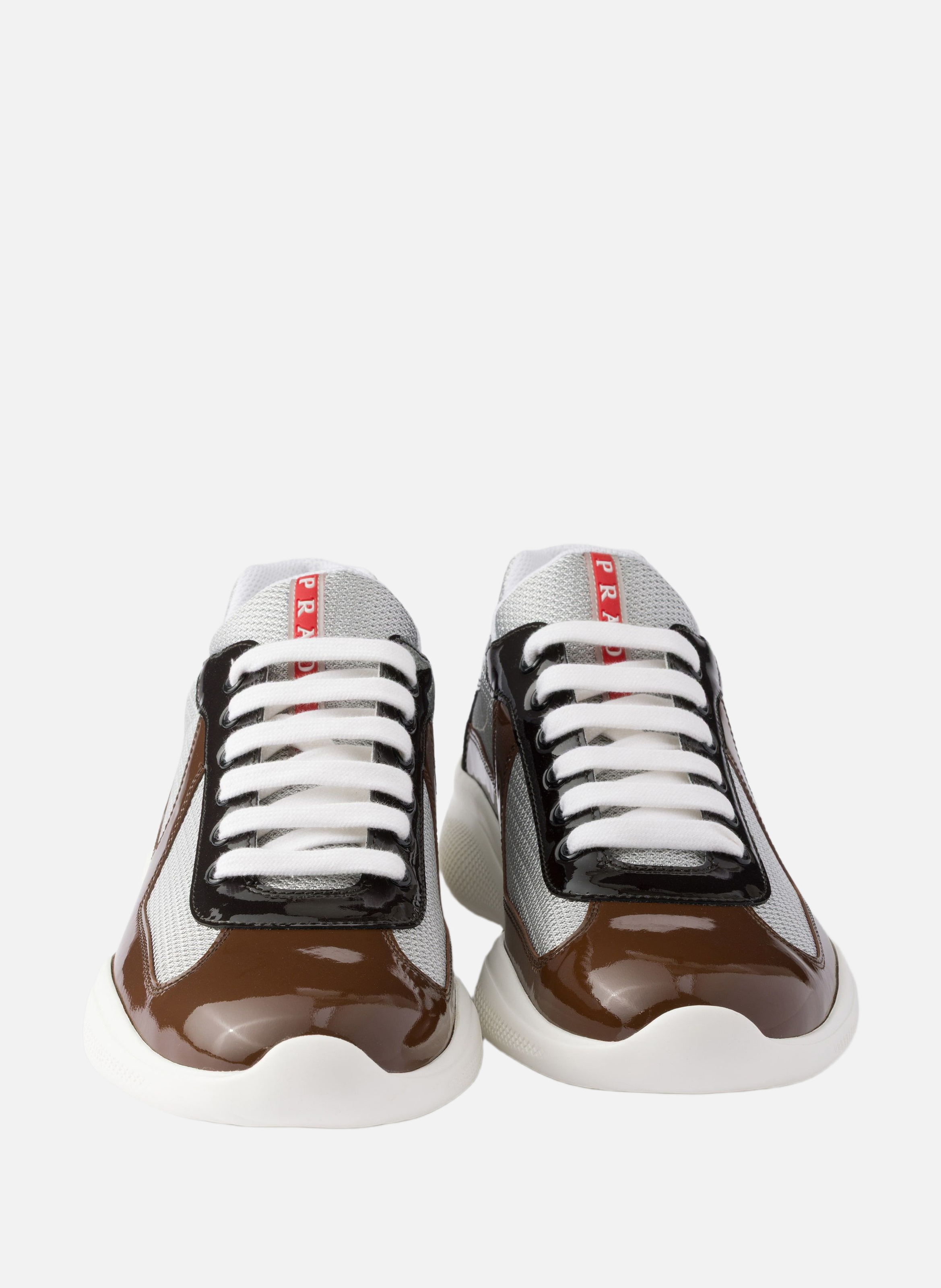 Sneakers prada america’s cup en cuir verni et tiss PRADA Marron