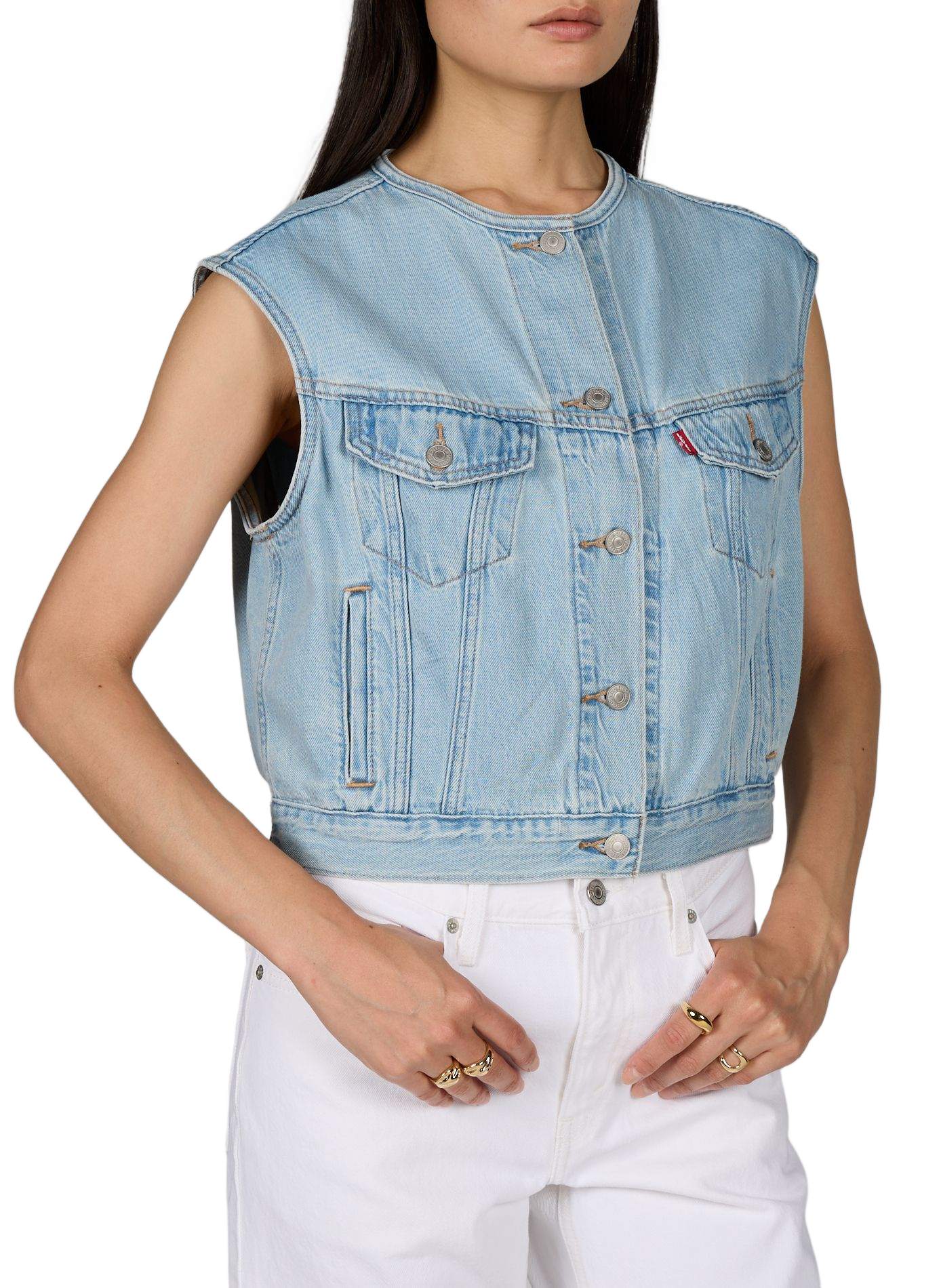Ärmellose Weste aus gemischter Baumwolldenim LEVI'S Blau