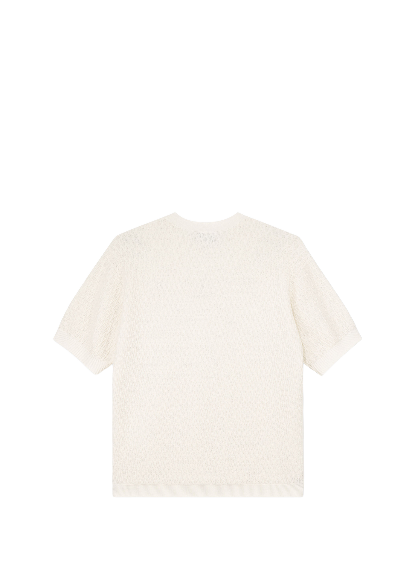 Short-sleeved chevron knit cotton sweater EMPORIO ARMANI White