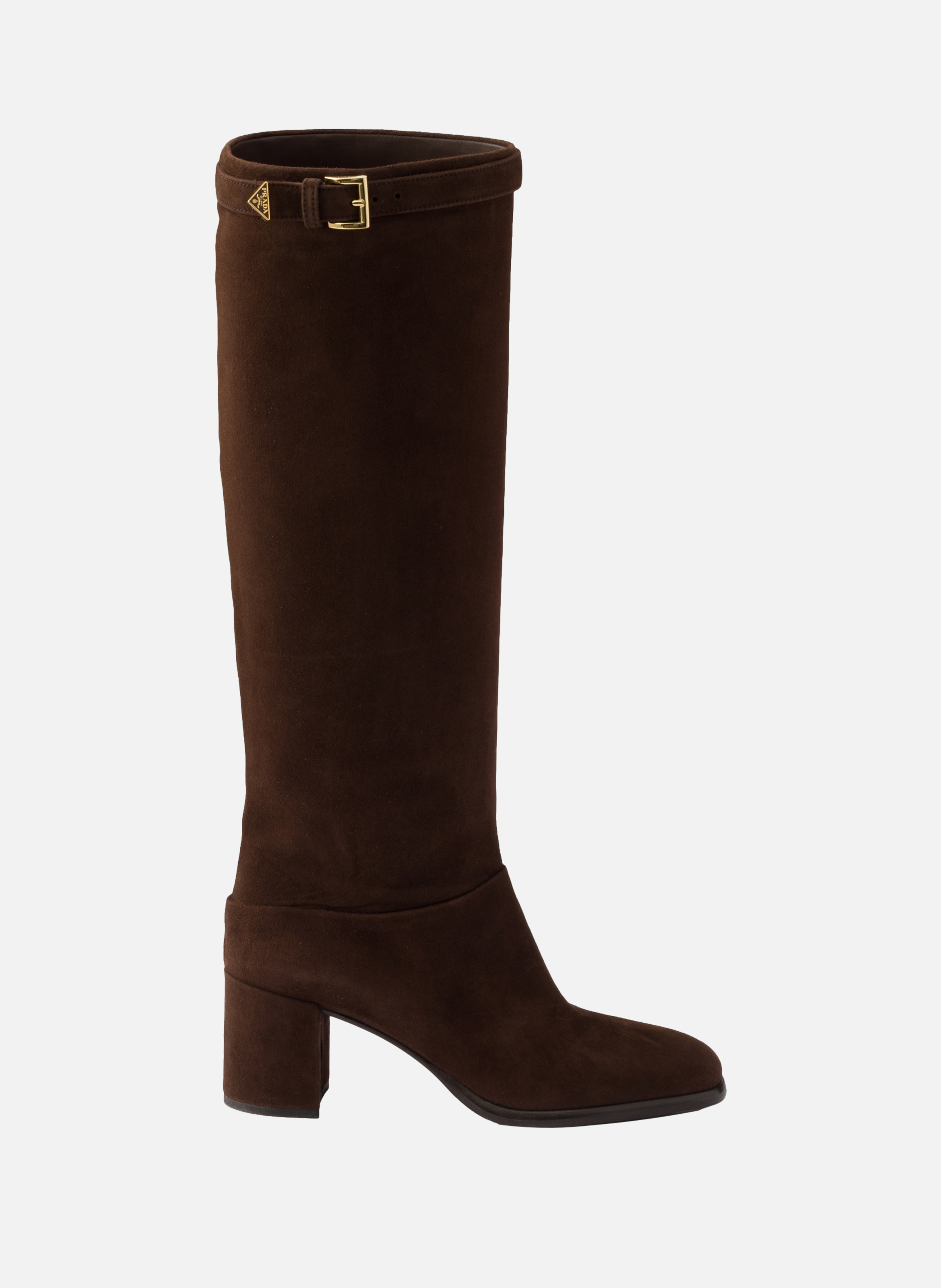 Bottes en veau velours PRADA Marron