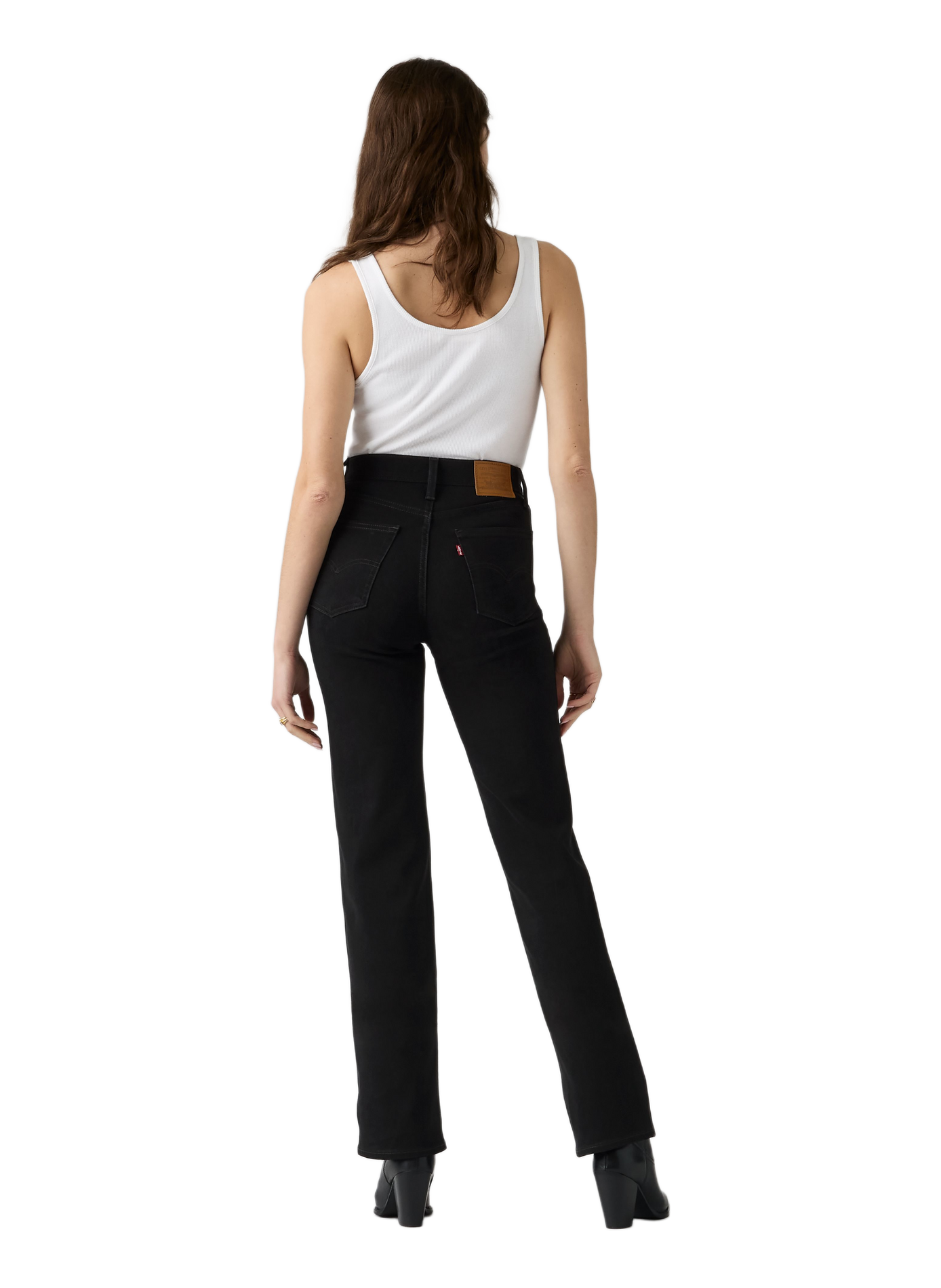 Slim jeans 722 met hoge taille van gemengd katoen LEVI'S Zwart