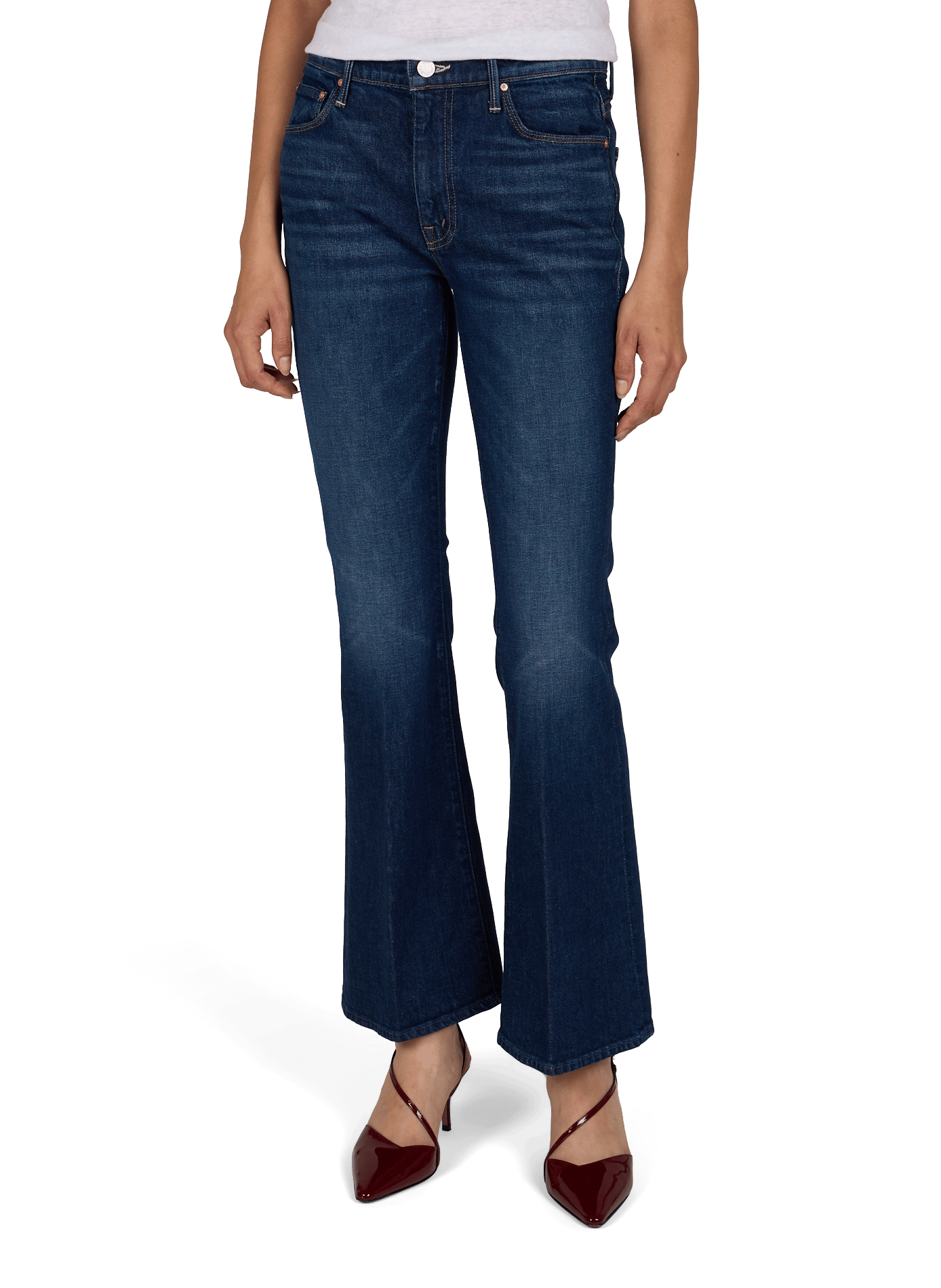 Jean flare The Weekender en coton mélangé MOTHER Bleu