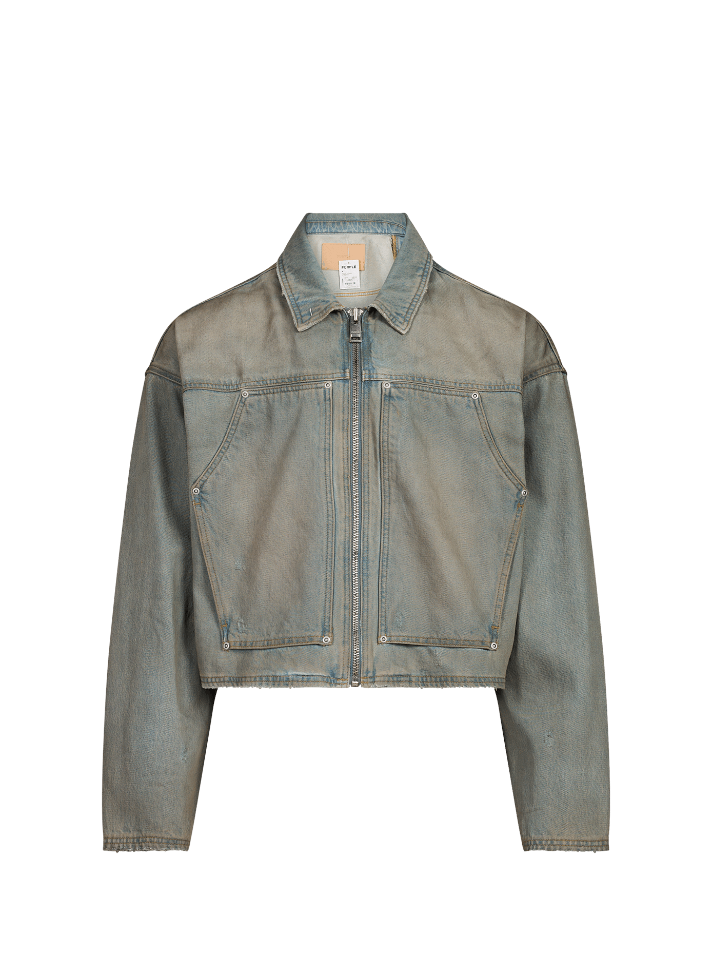 Faded cotton denim jacket PURPLE BRAND Blue