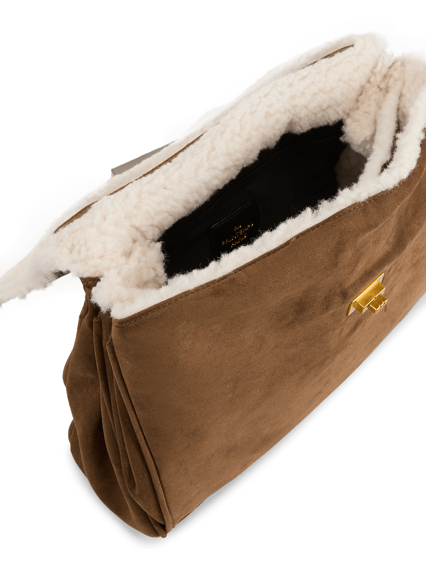 Flap suede effect handbag AU PRINTEMPS PARIS Brown