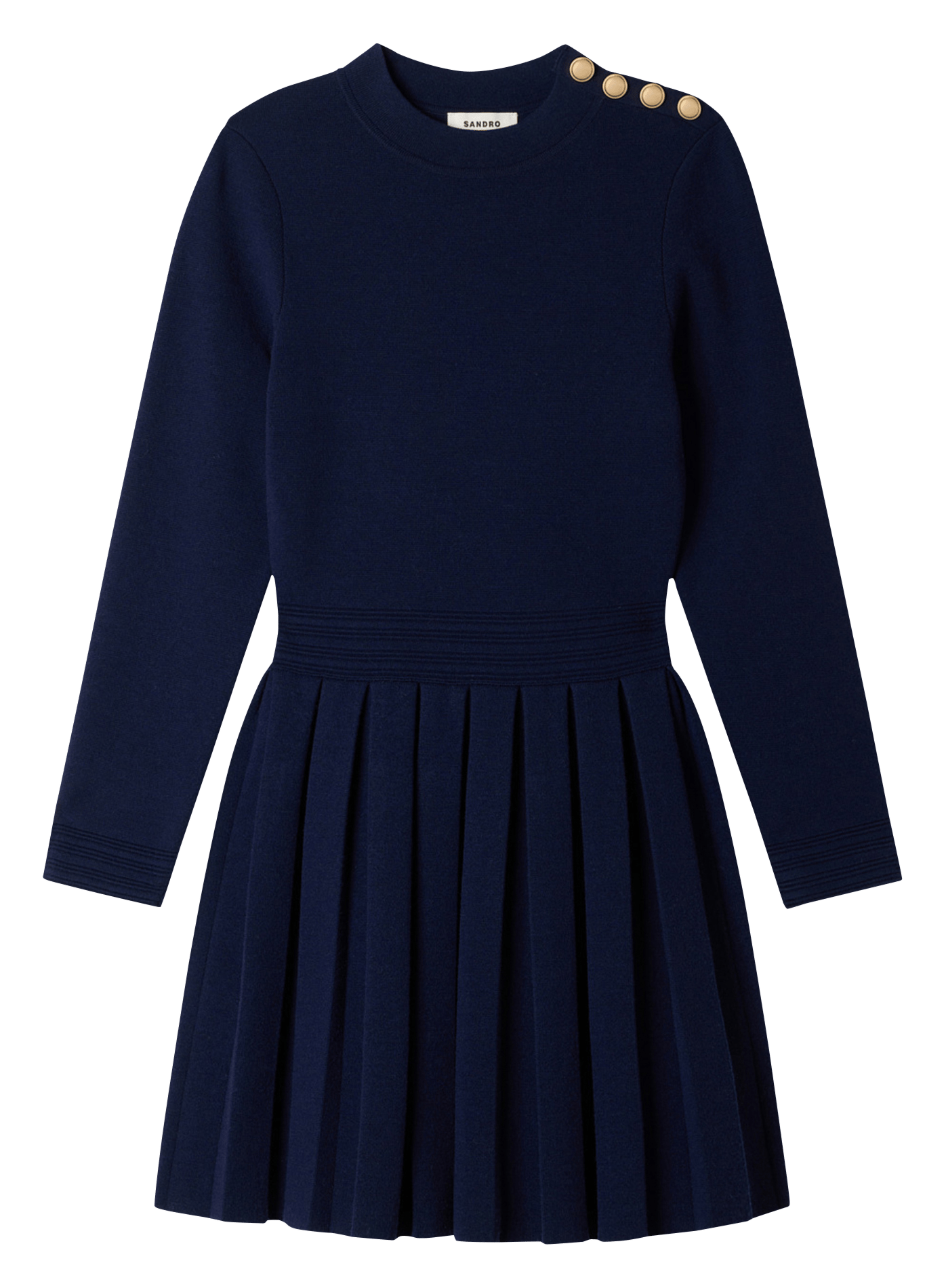 Robe courte col rond plissée SANDRO Bleu