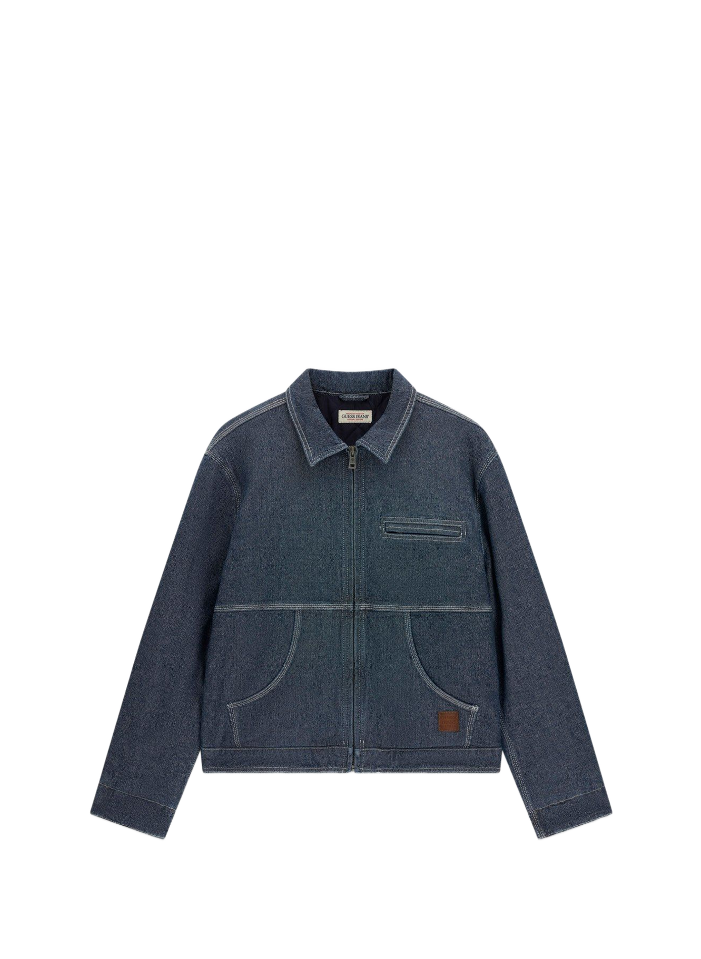 Jasje met klassieke kraag van gemengd katoendenim GUESS Blauw