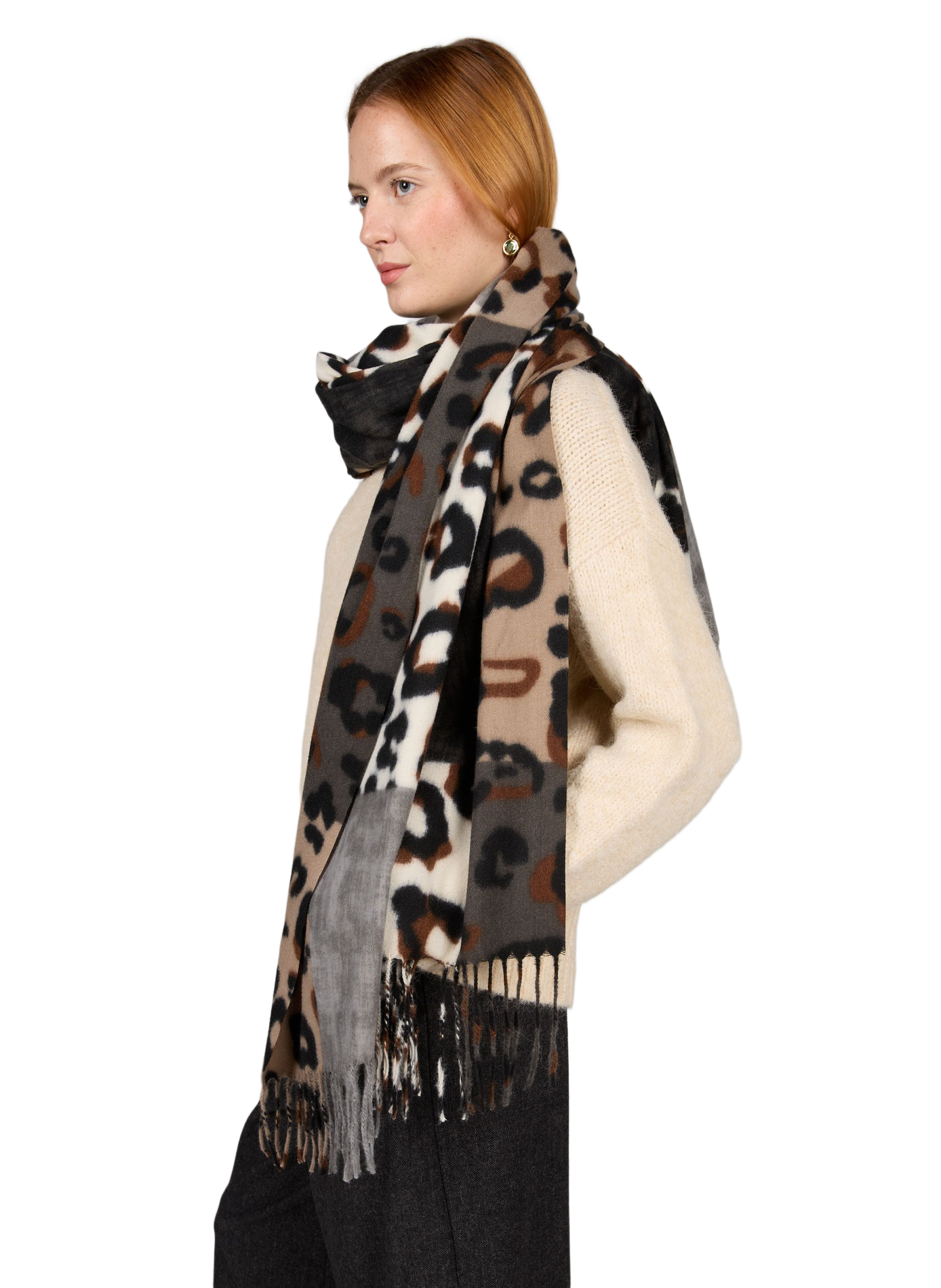 Schal mit Muster und Fransen AU PRINTEMPS PARIS Mehrfarbig