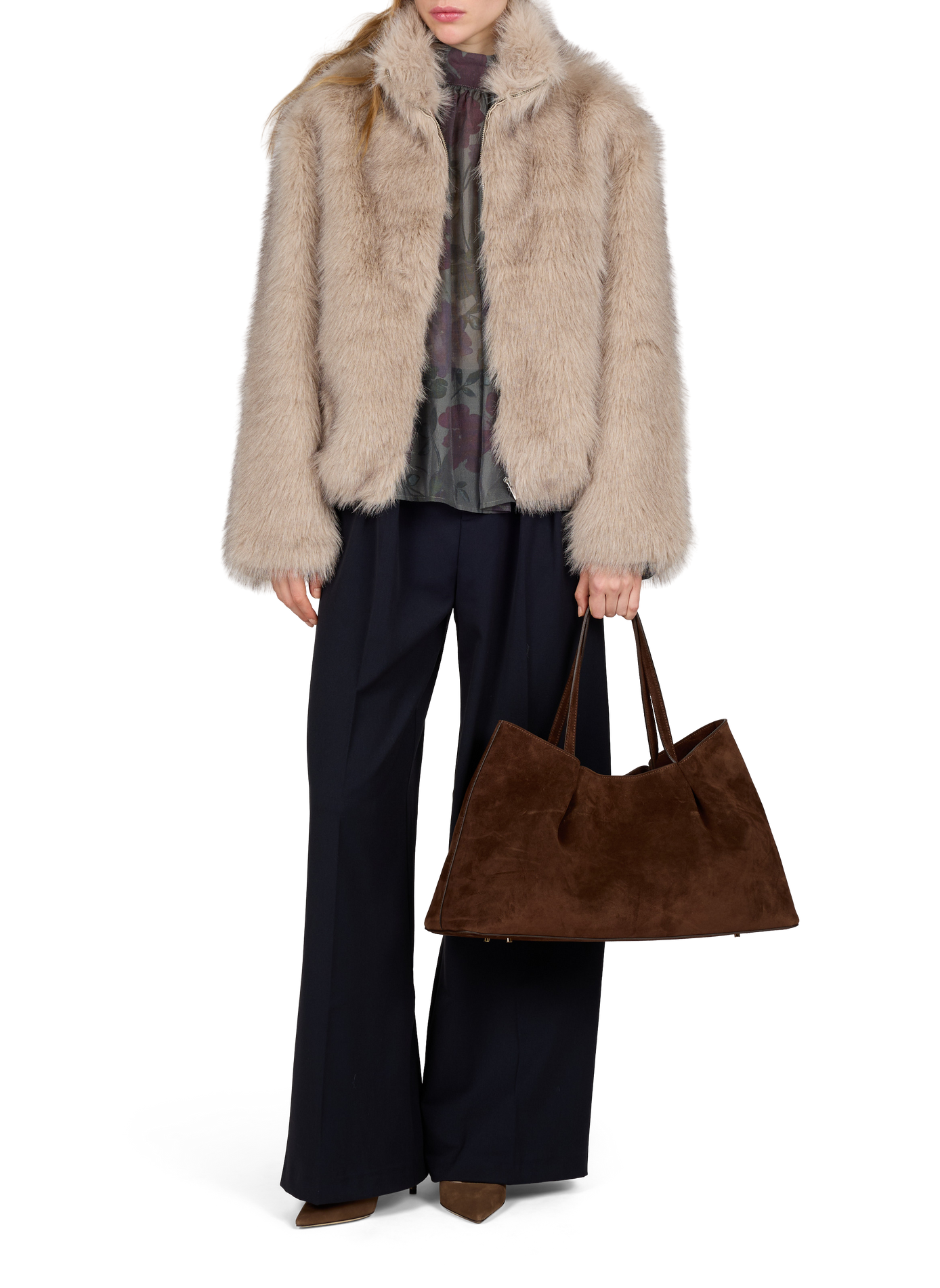 Dimple Tote Suede leather tote bag ELLEME Brown