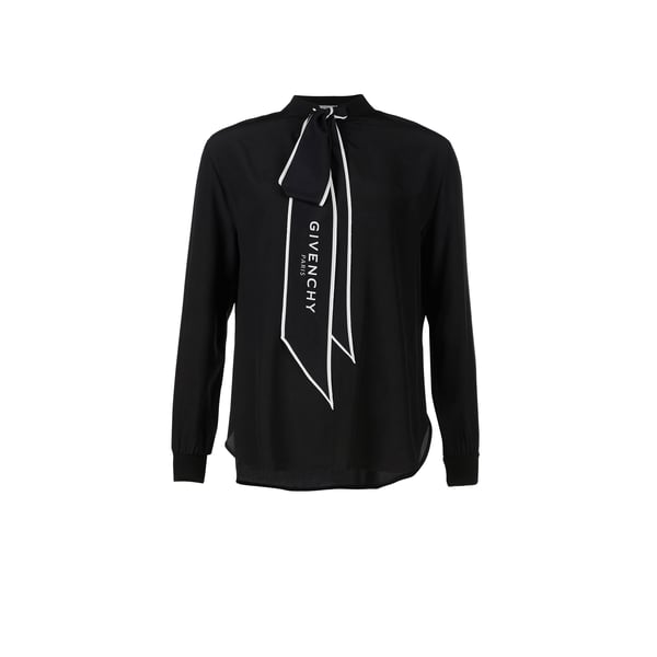 Blouse à col lavallière en soie