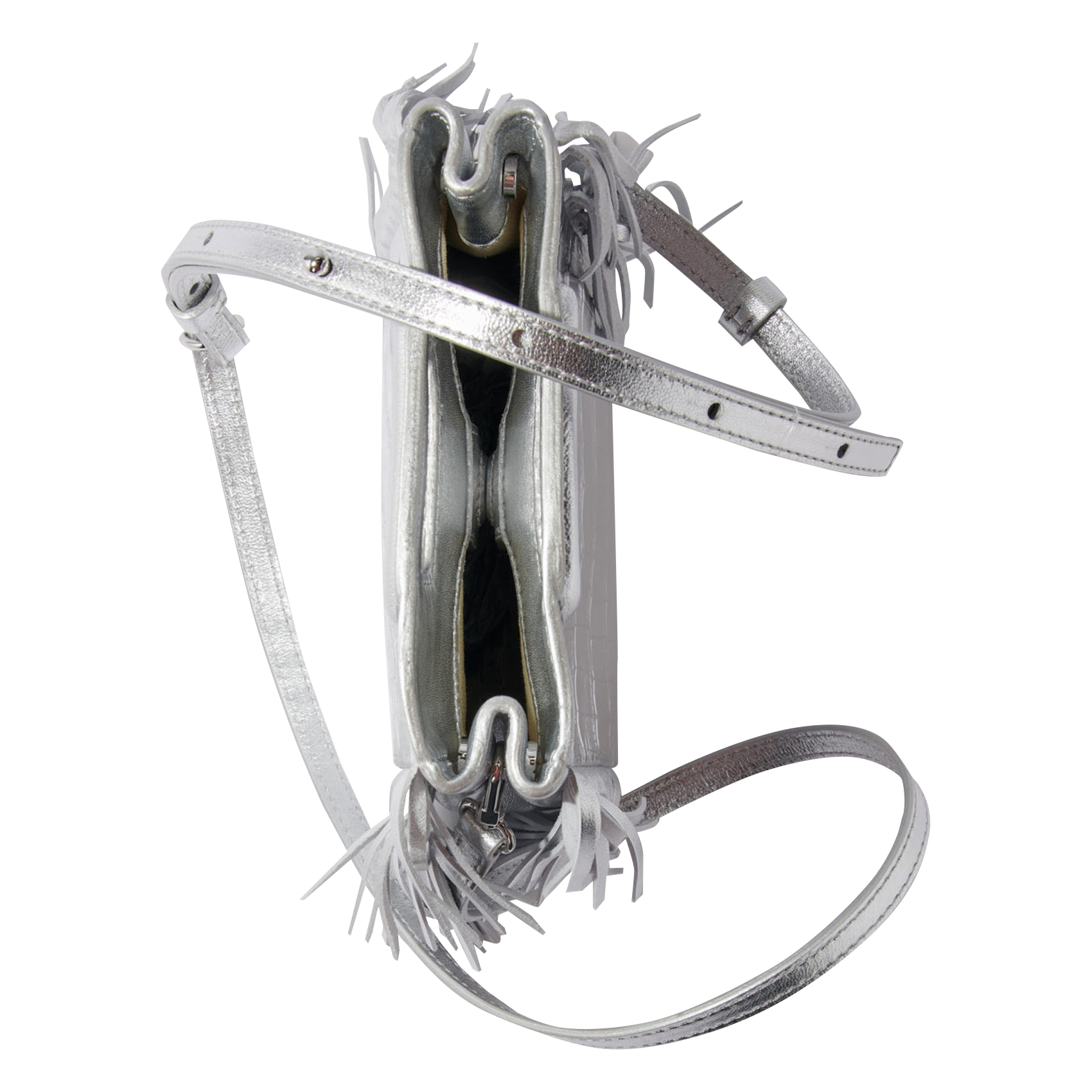 Sac bandoulière métallisé m mini MAJE Argent