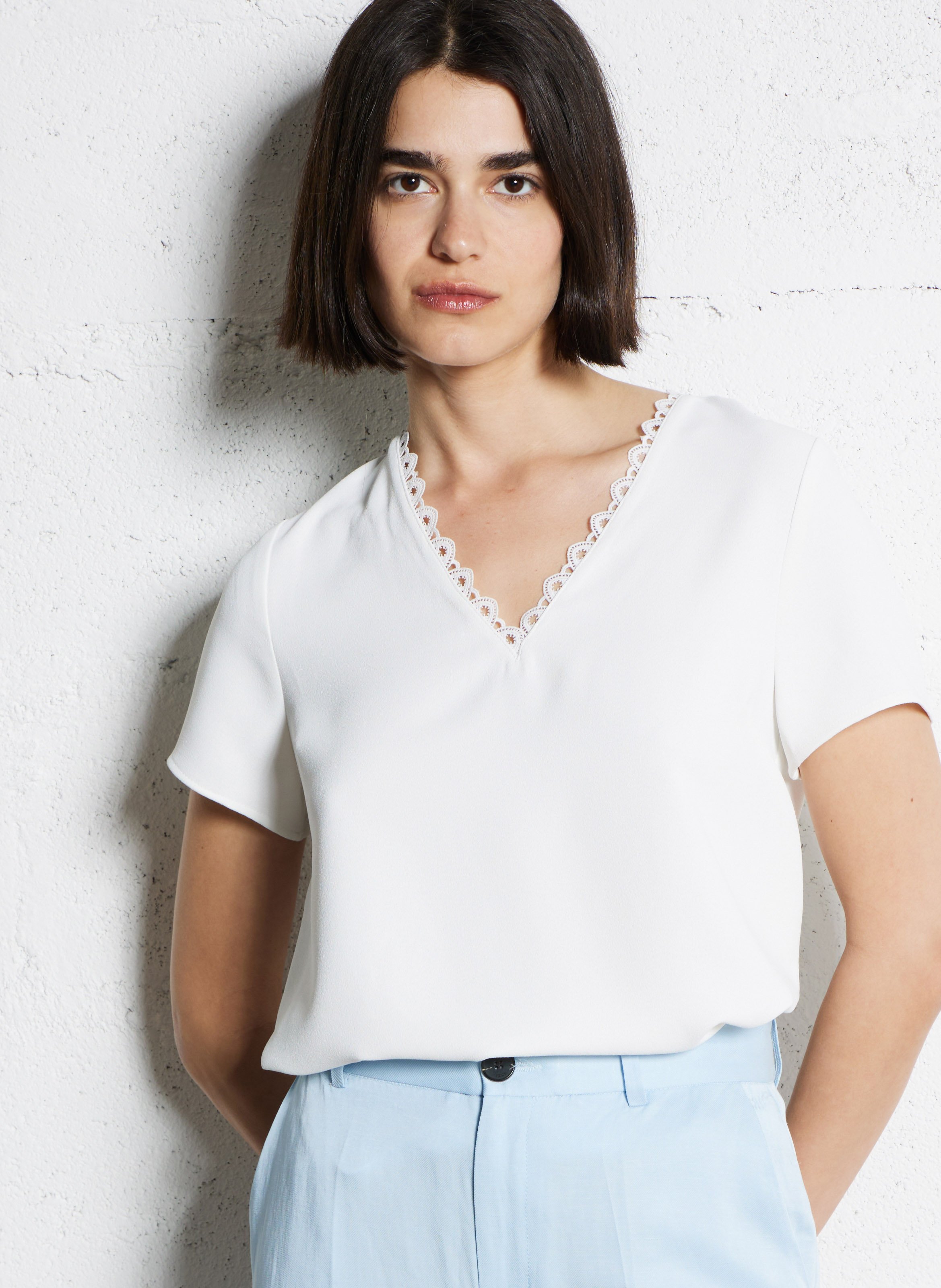 White Chemise Blanche Ikks Femme Rayures écrues Maillot De Bain