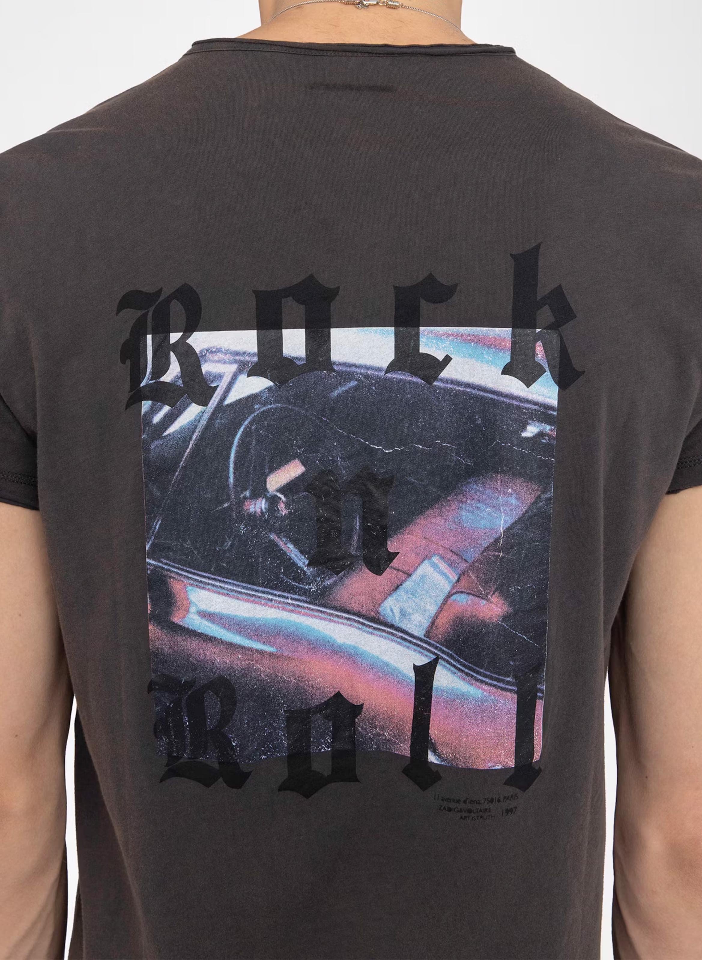 Tee-shirt droit en coton sérigraphié monastir ZADIG&VOLTAIRE Gris