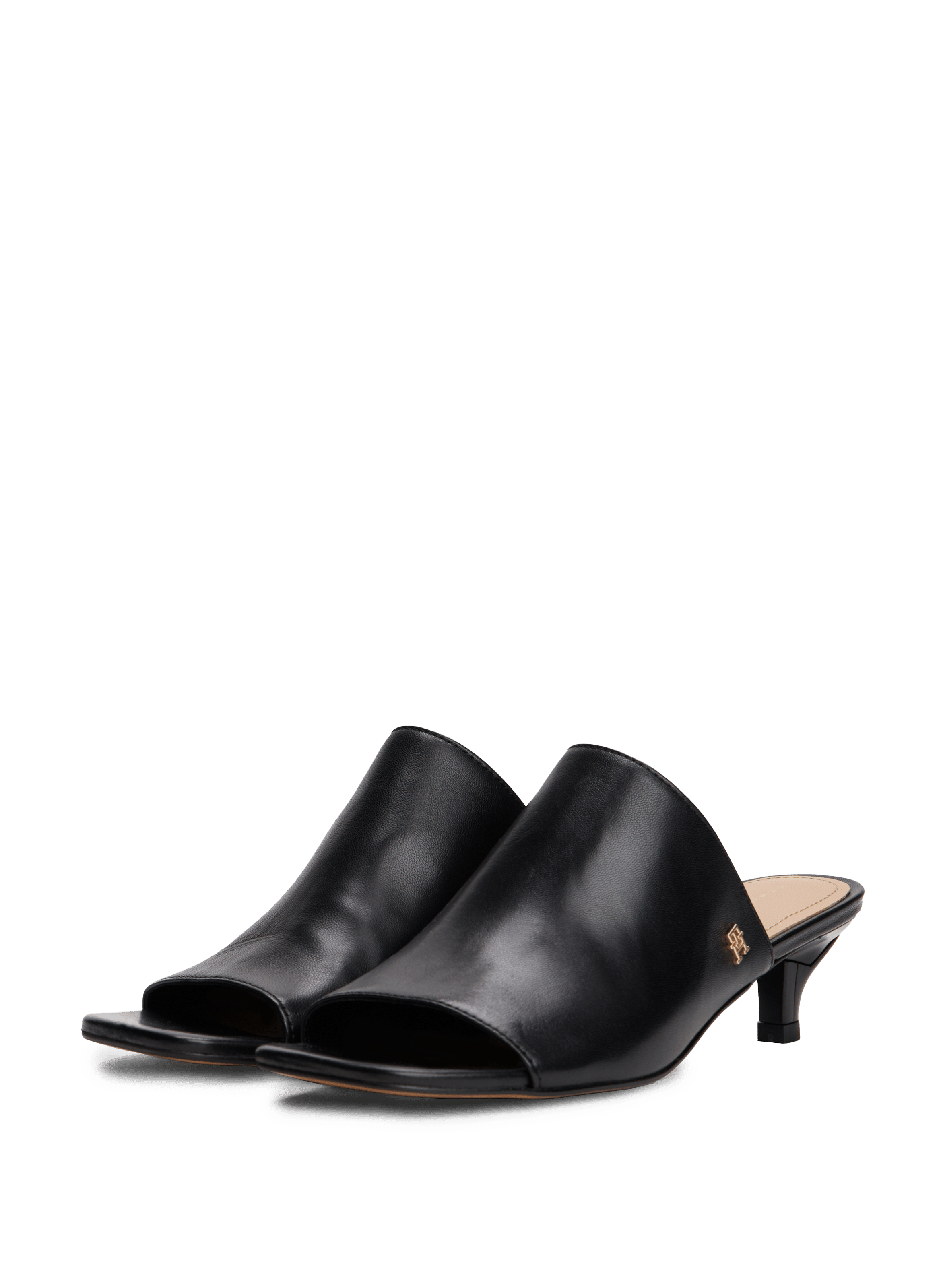 Mules kitten heels en cuir TOMMY HILFIGER Noir