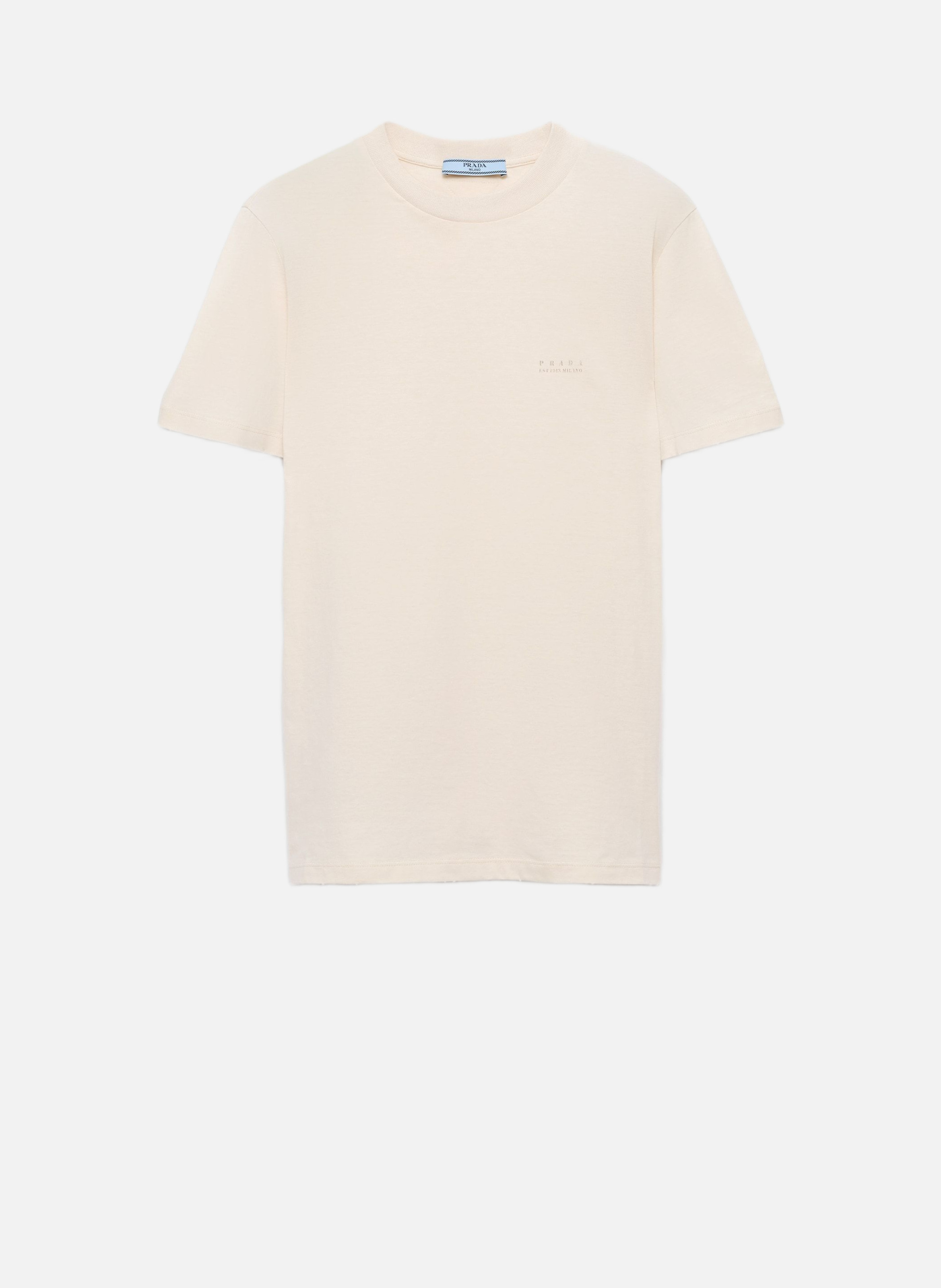 T-shirt en jersey de coton PRADA Beige