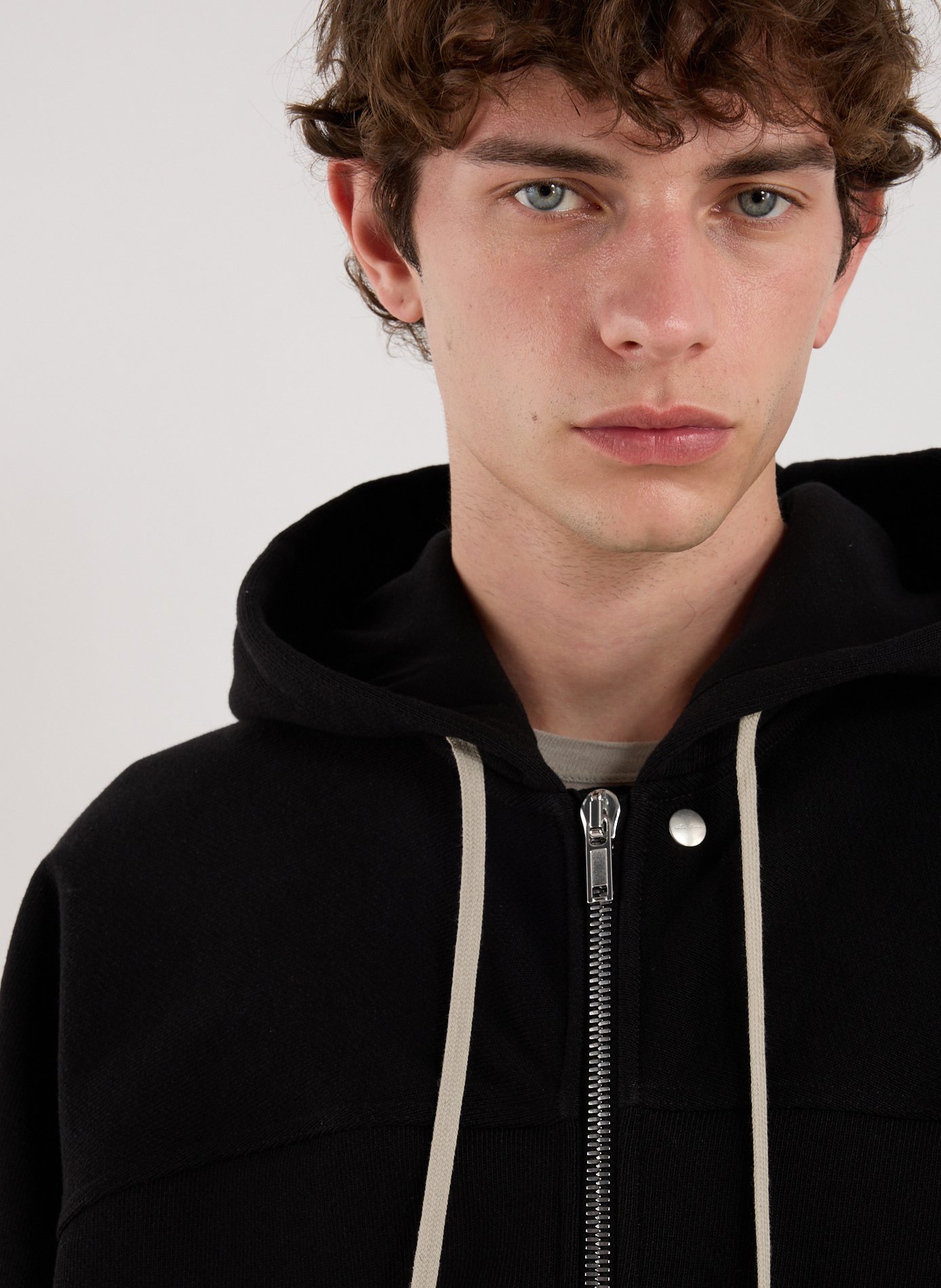 Cotton and nylon hoodie with zip RICK OWENS Black