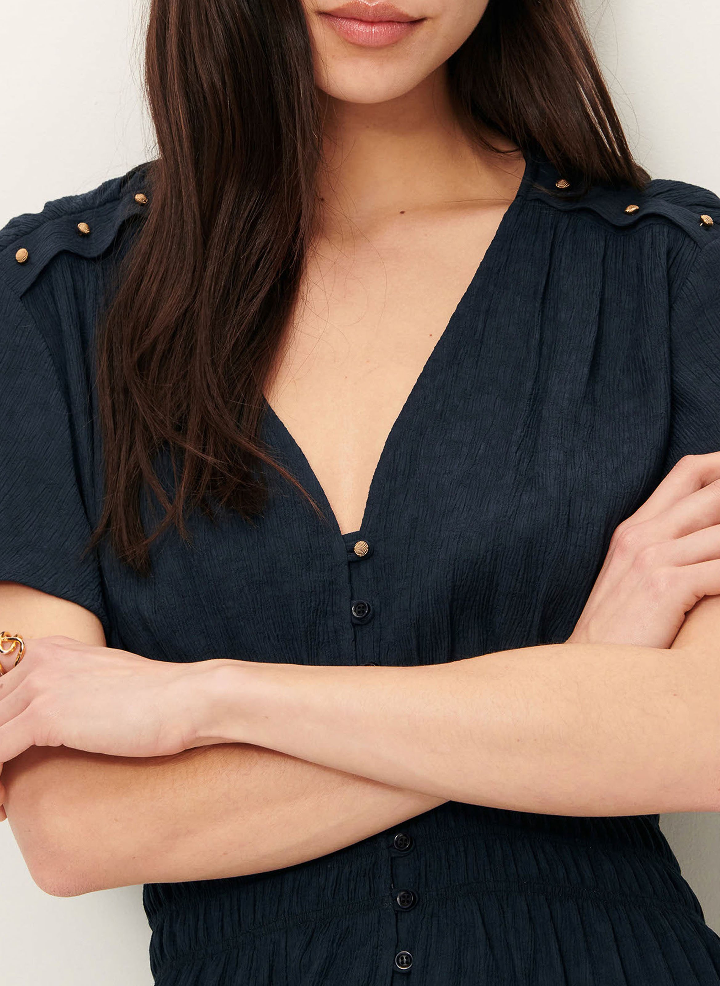 Robe longue col v galaya SESSUN Bleu