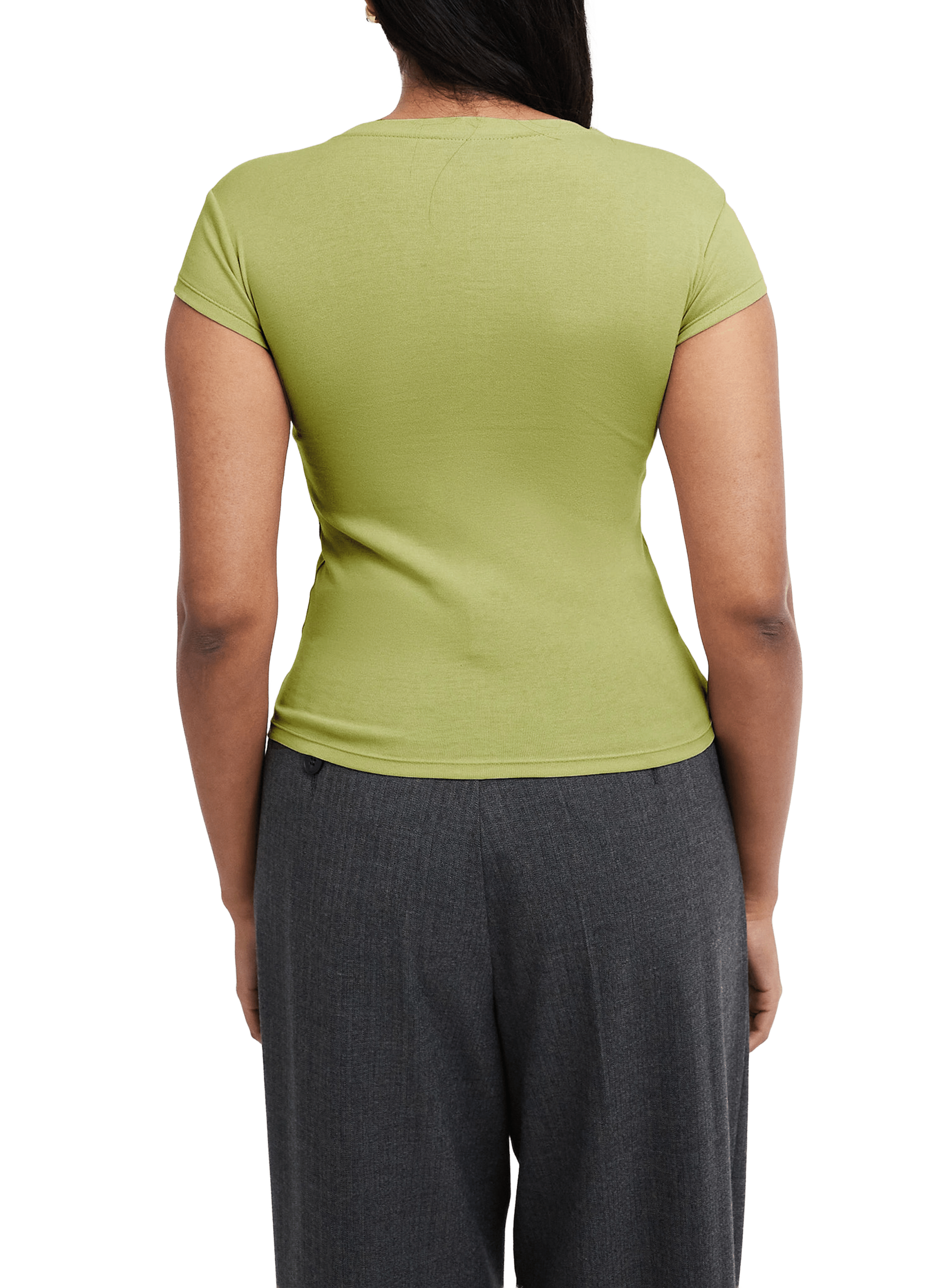 T-shirt uni à col rond TOPSHOP Vert