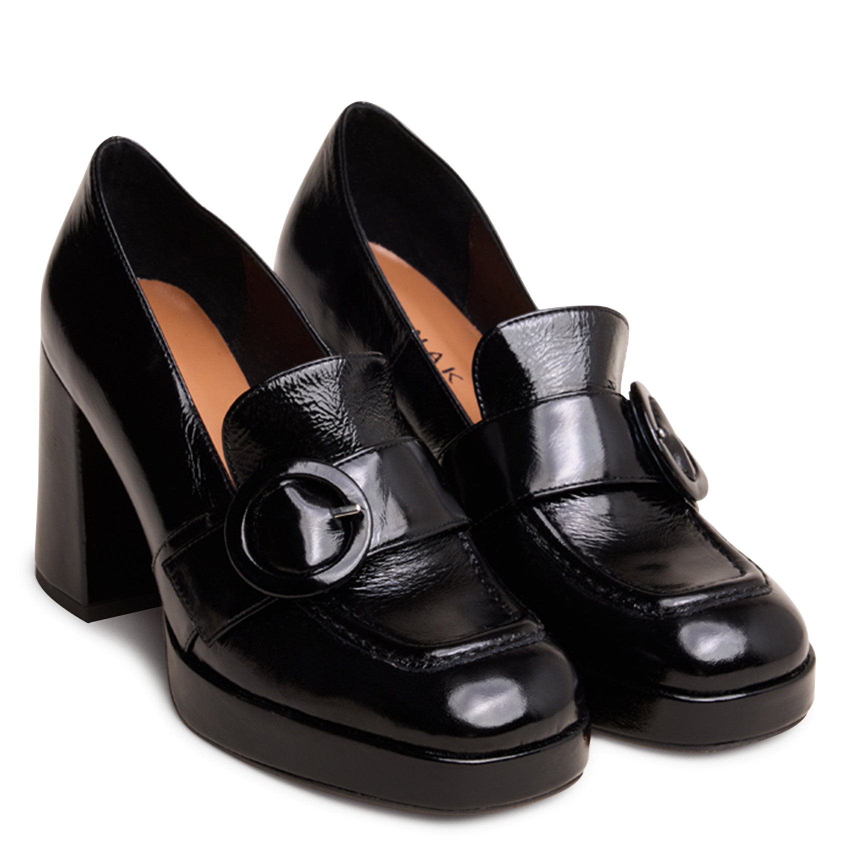 Mocassins en cuir vernis vaxe JONAK Noir