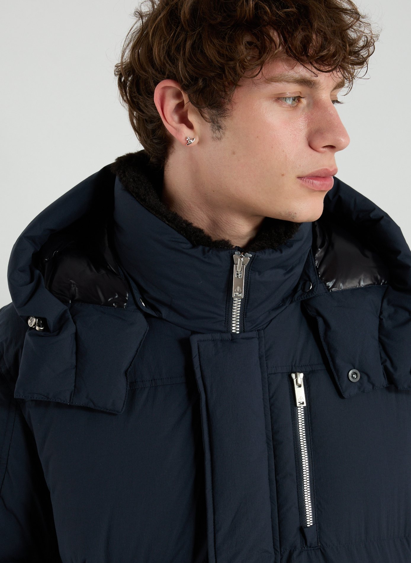 Quilted hooded puffer jacket MOOSE KNUCKLES Blue