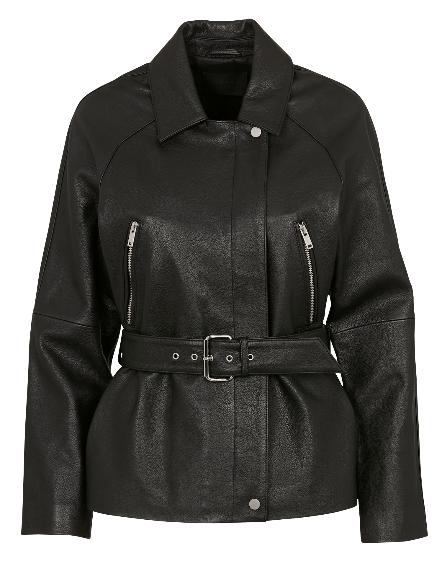 Blouson col tailleur en cuir IKKS Noir