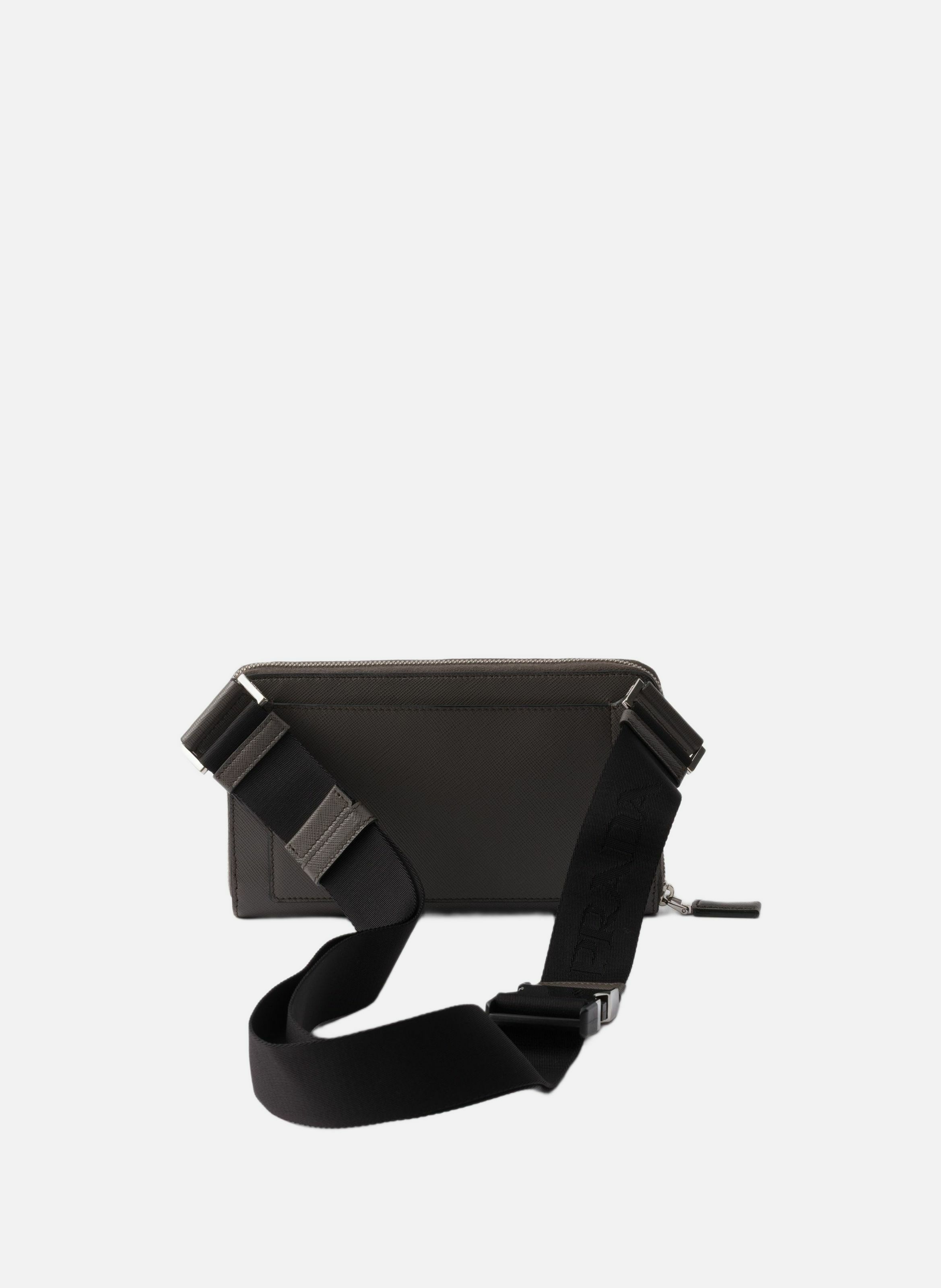 Sac banane en cuir saffiano PRADA Gris