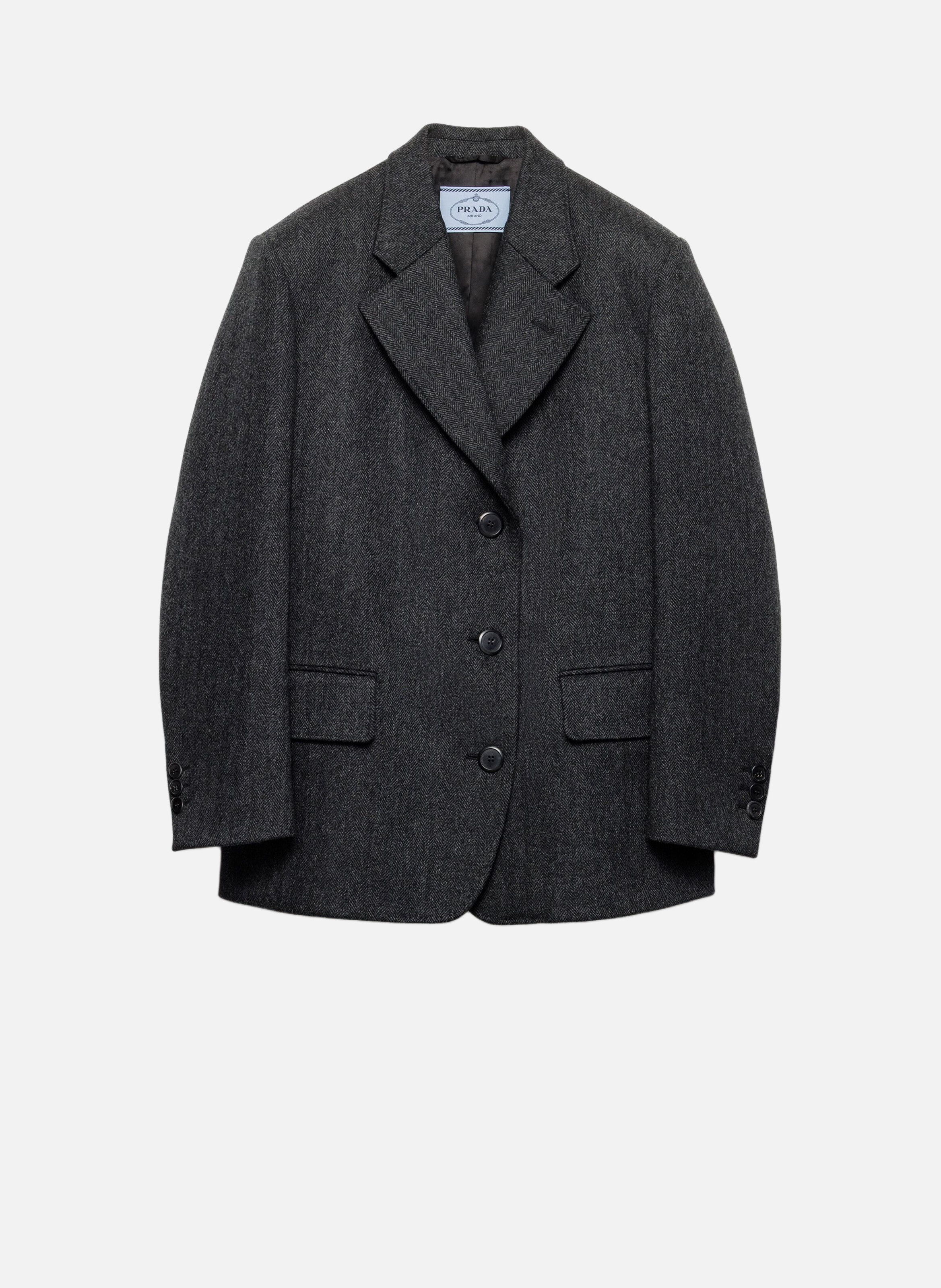 Veste droite caban à chevrons PRADA Gris