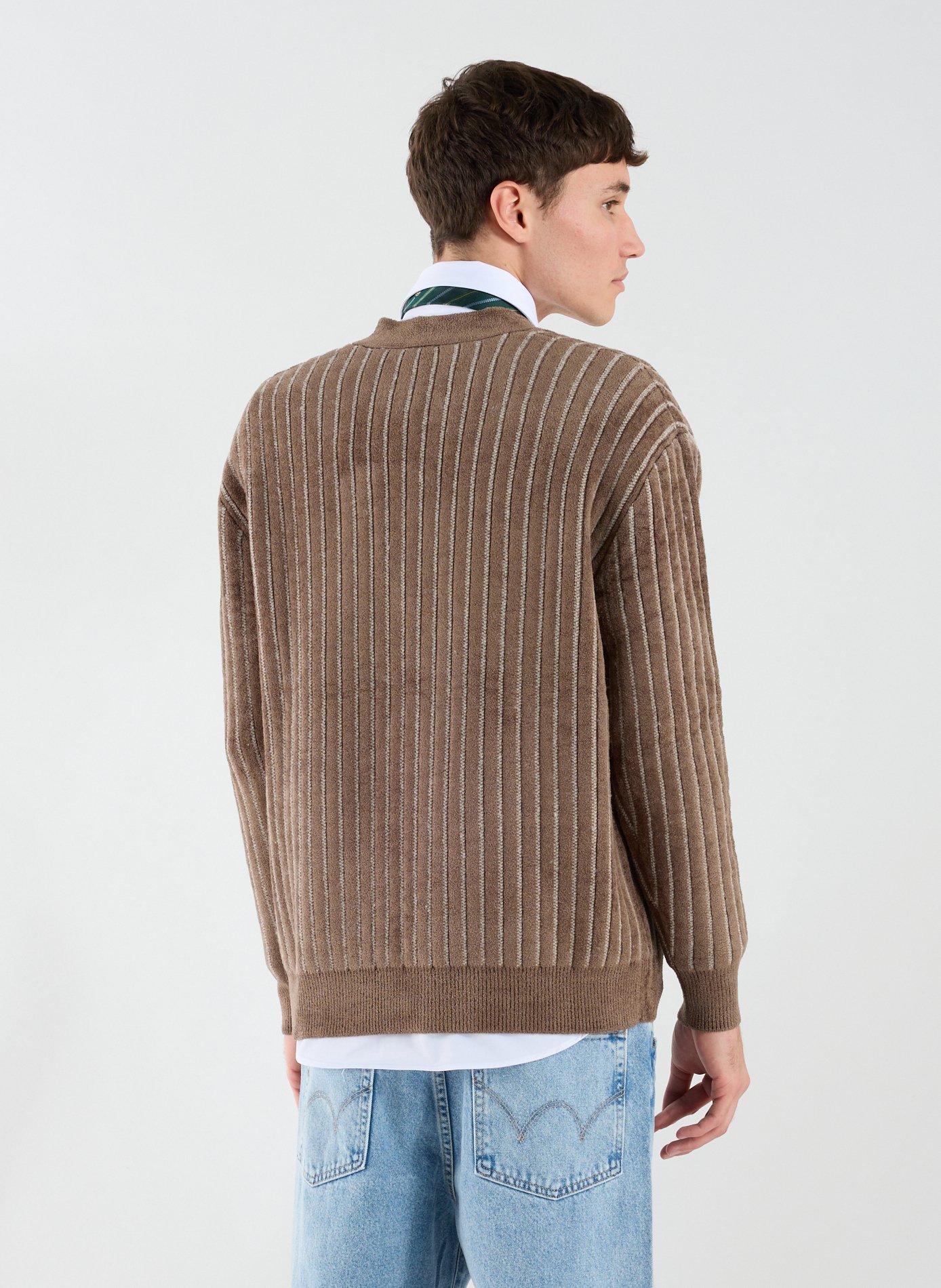 Cardigan rayé DROLE DE MONSIEUR Kaki