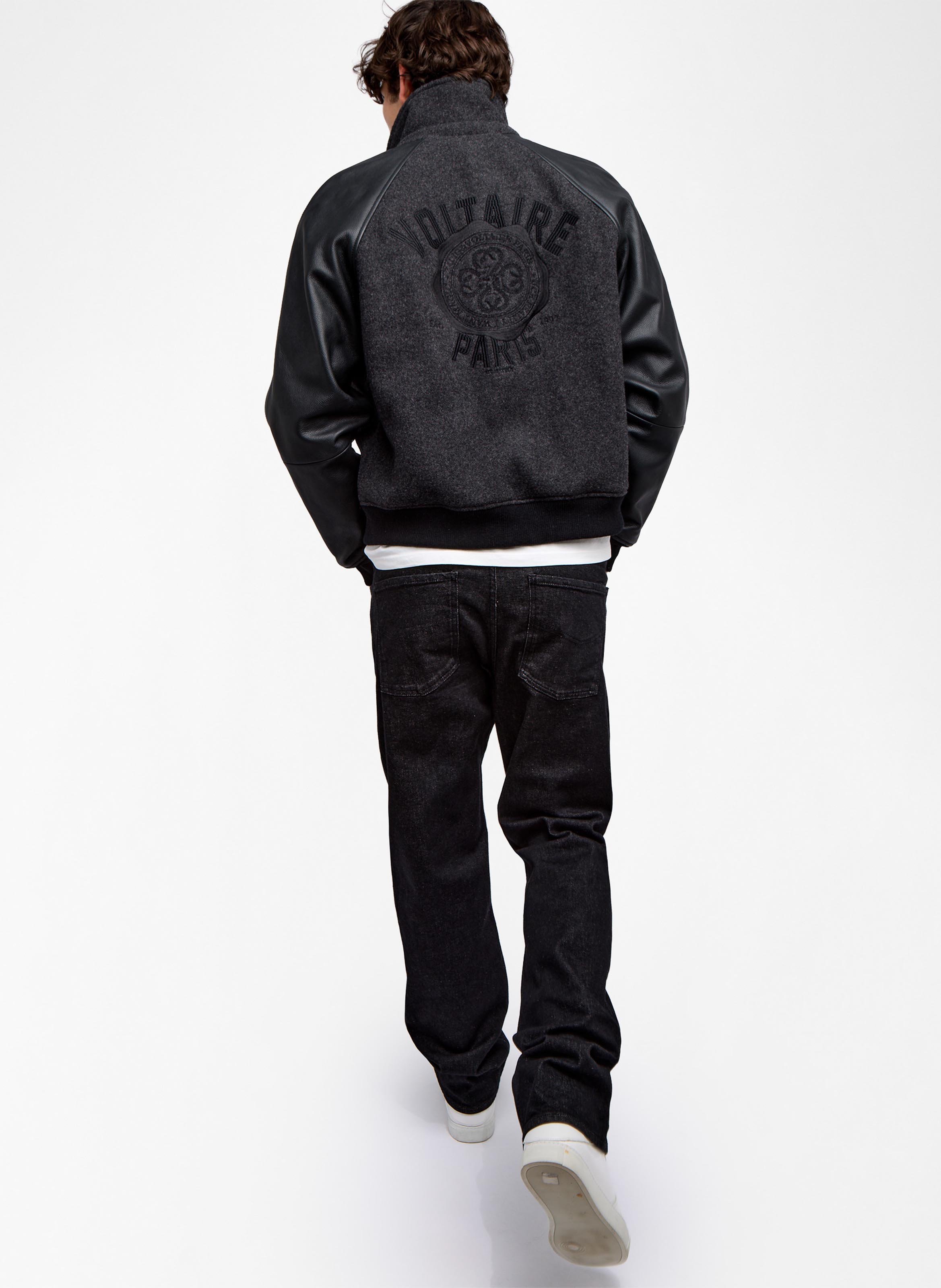 Blouson droit col classique en laine mélangée benjy ZADIG&VOLTAIRE Gris