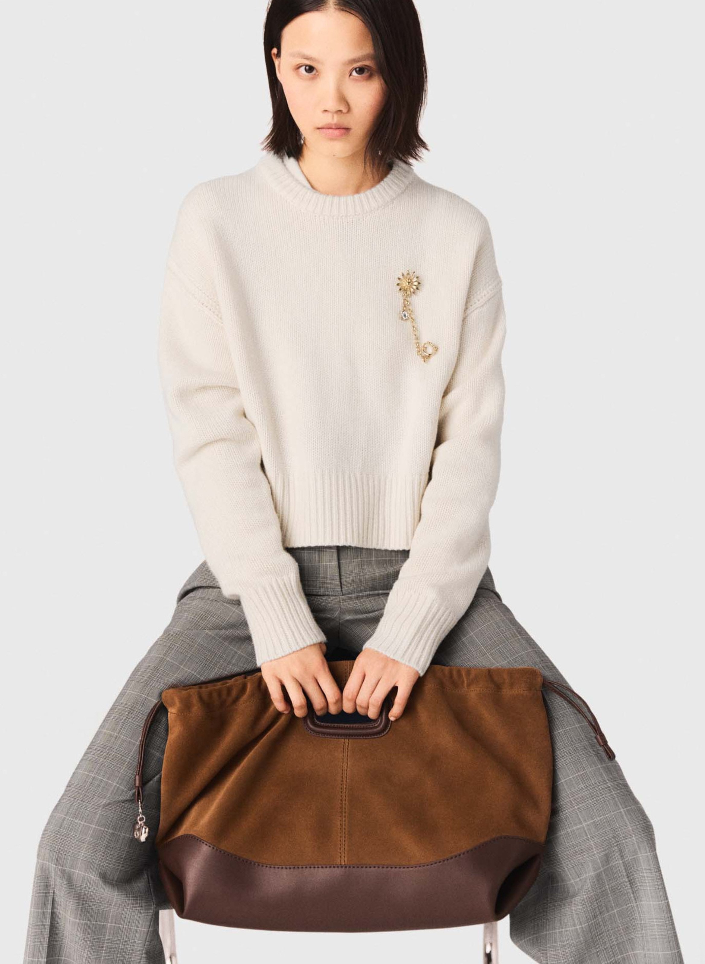 Sac cabas bi matière en cuir miss m MAJE Marron