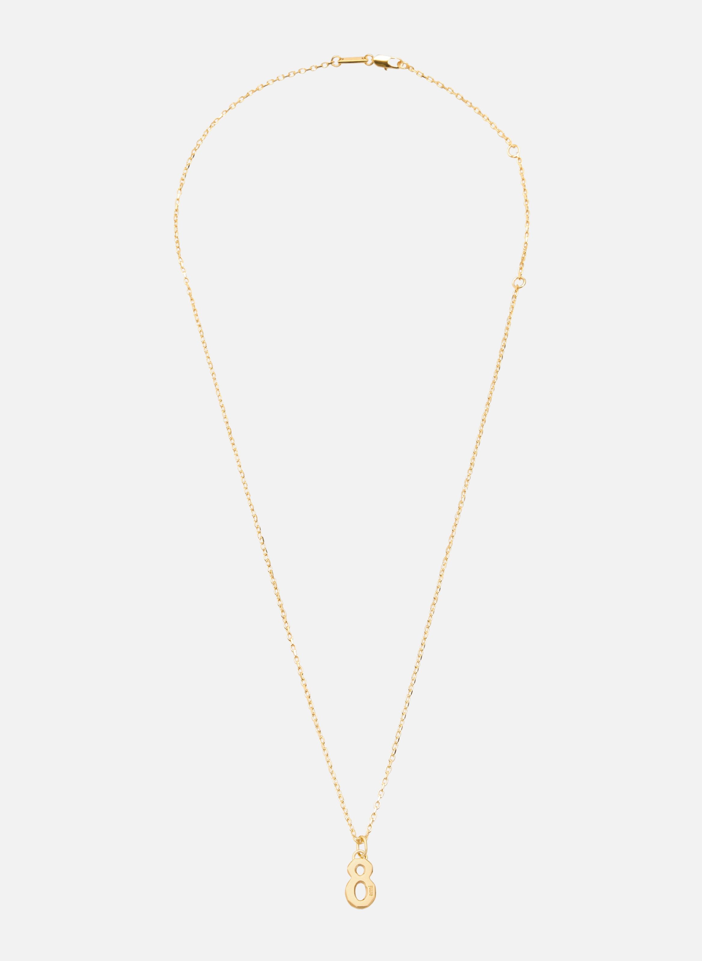 Collier martelé doré pendentif "8" unisexe en laiton AMI PARIS Jaune